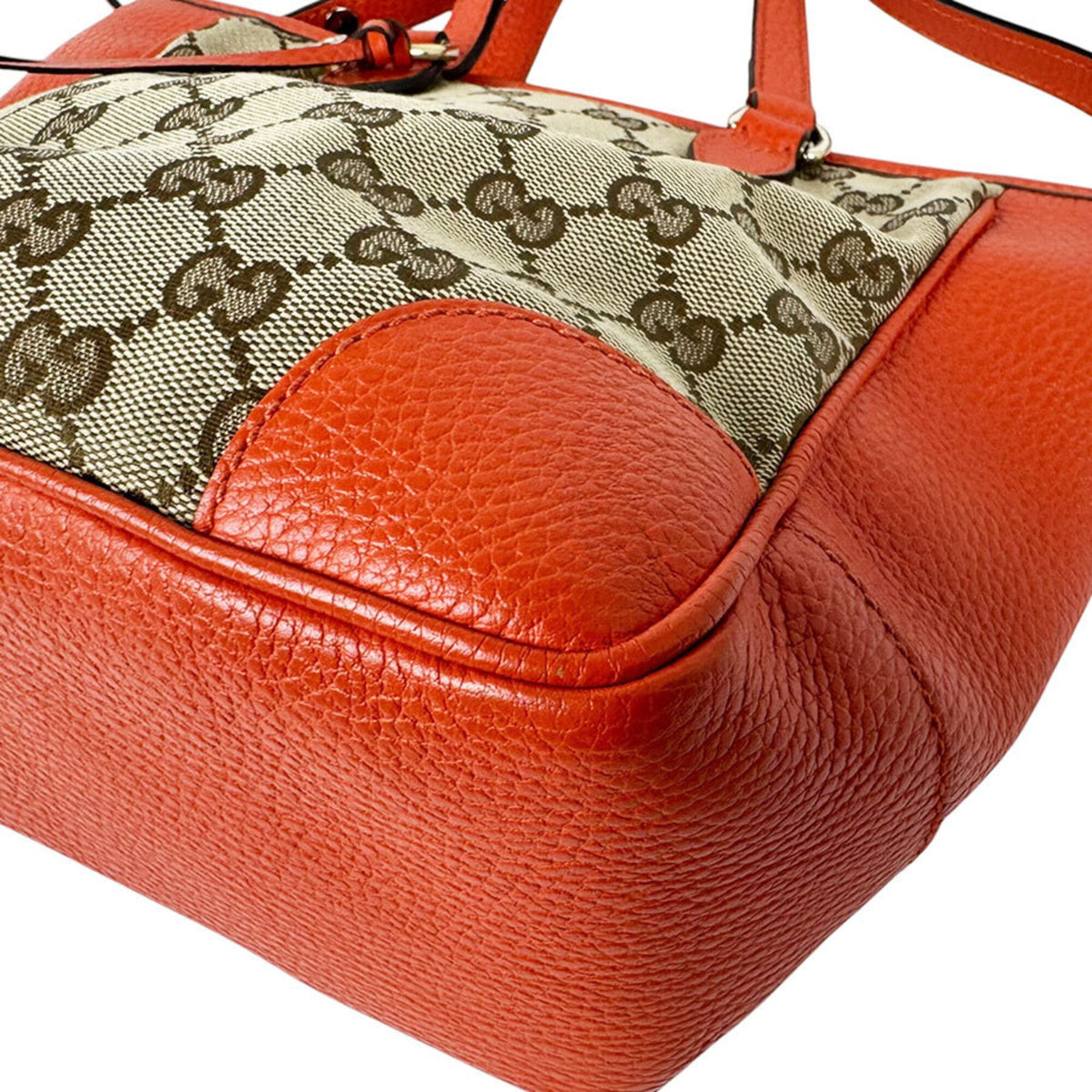 Gucci Brown Orange Gg Canvas Leather Handbag Shoulder Bag (Pre-Owned)