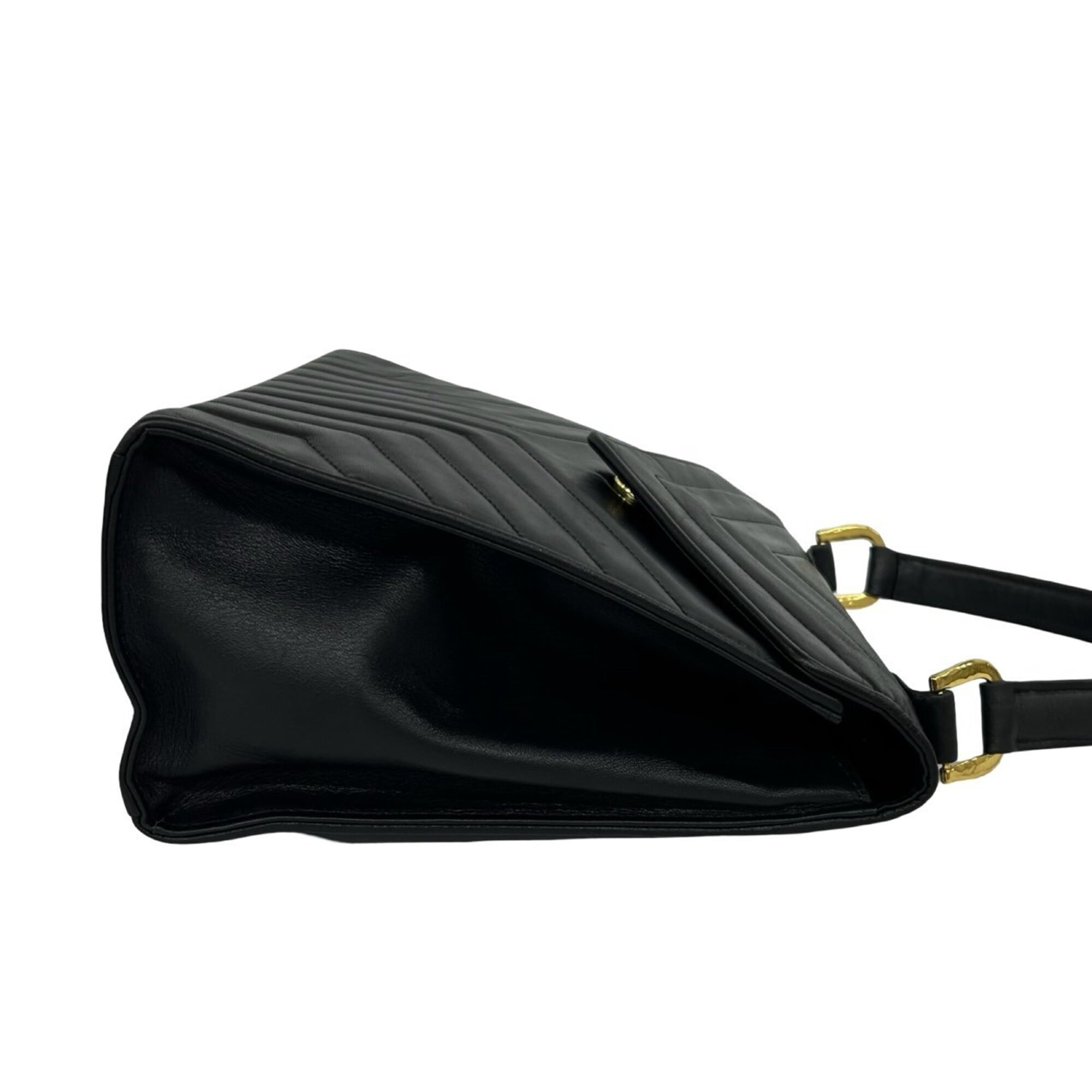 Yves Saint Laurent Black Leather Handbag Tote Bag (Pre-Owned)