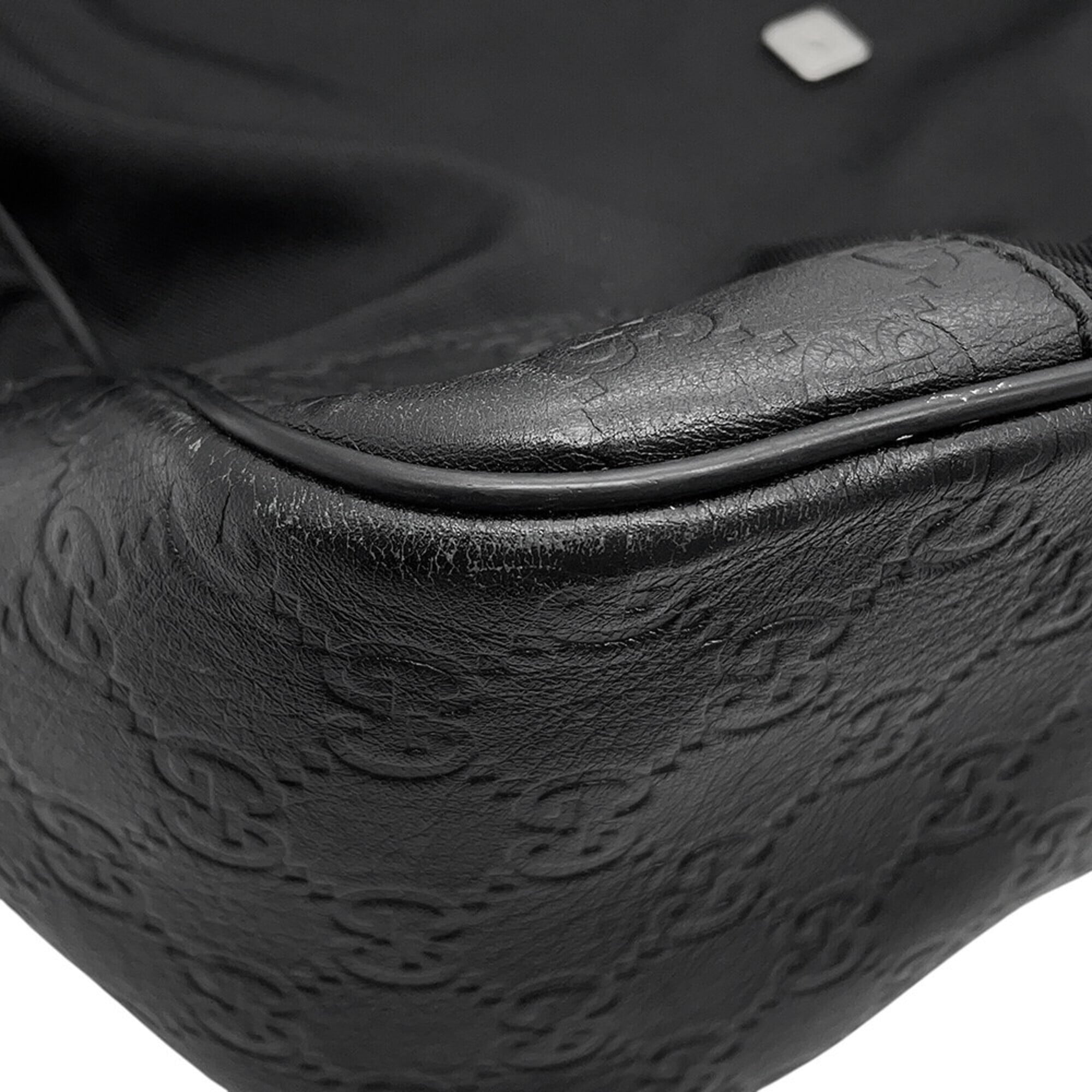 Gucci Black Nylon Leather Handbag Shoulder Bag (Pre-Owned)