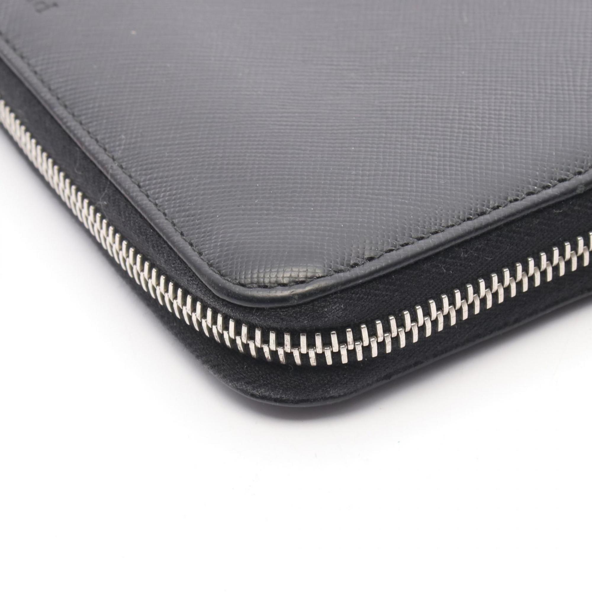 Prada Black Leather Long Wallet (Bi-Fold) (Pre-Owned)