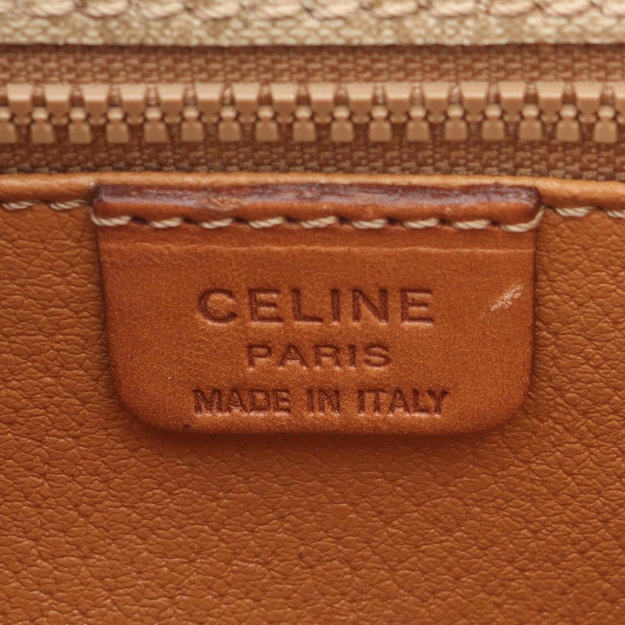 Celine Beige Brown Coated Canvas Leather Handbag Shoulder Bag (Pre-Owned)