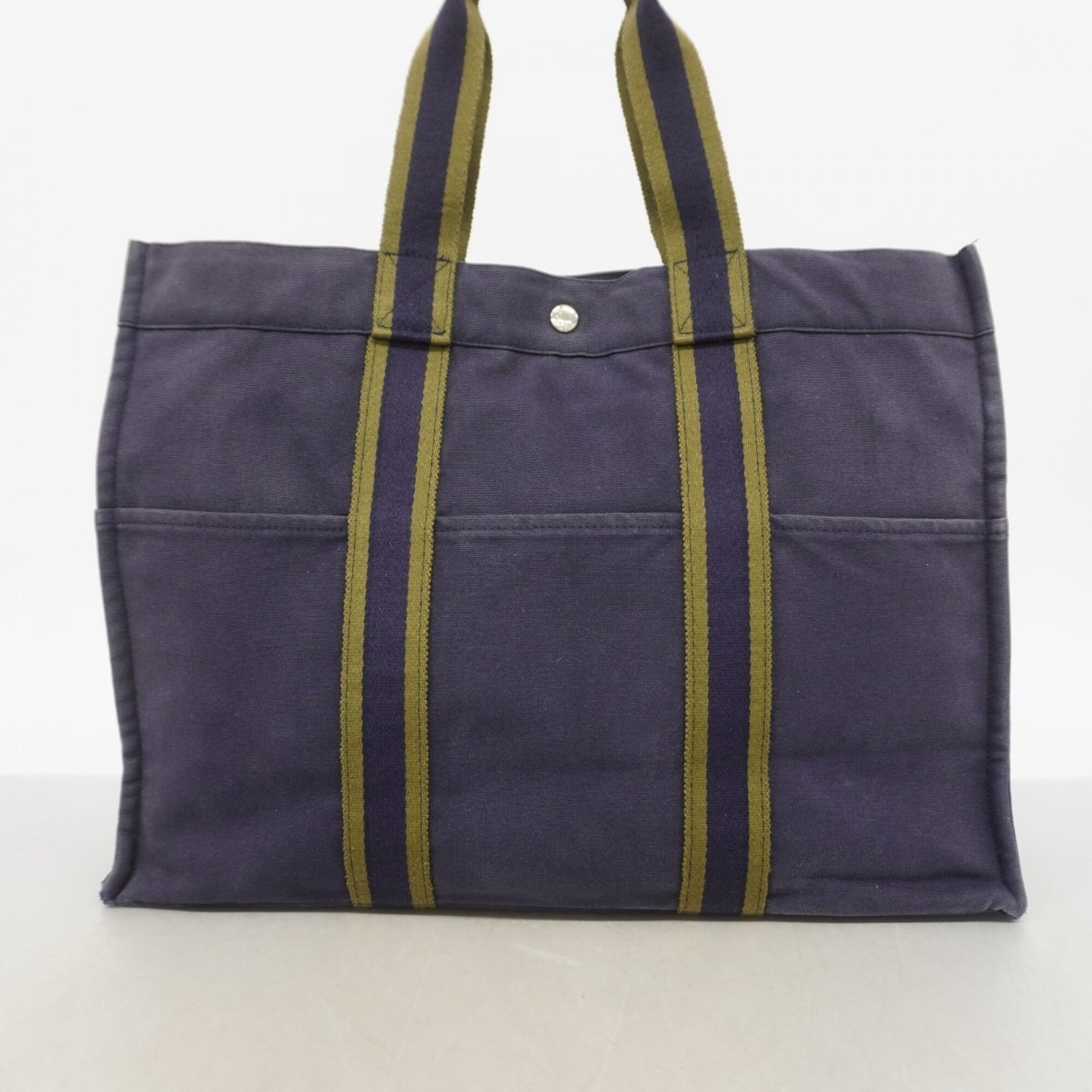 Hermes Navy Canvas Tote Bag (Pre-Owned)