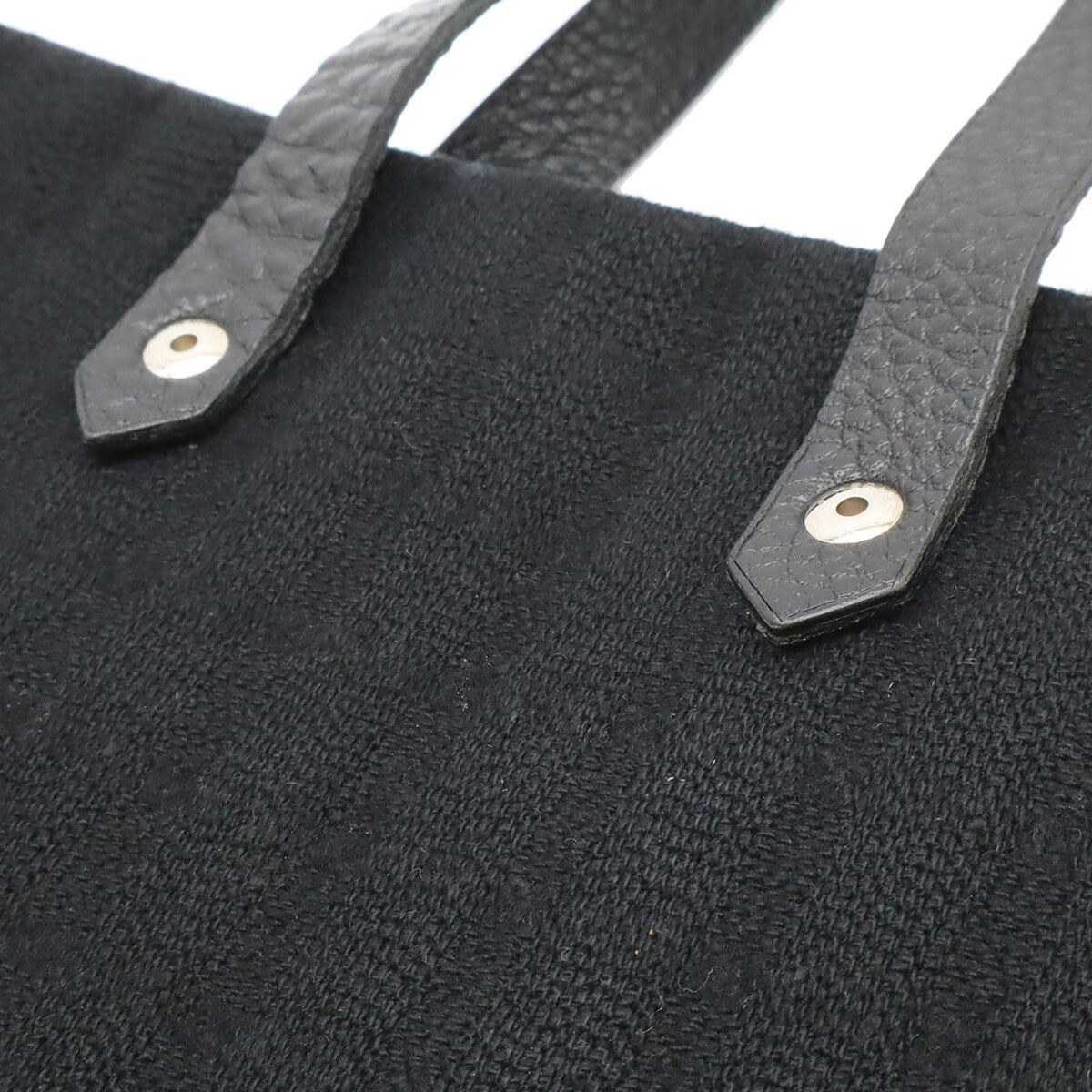 Hermes Ahmedabad Black Cotton Canvas Leather Handbag Tote Bag (Pre-Owned)