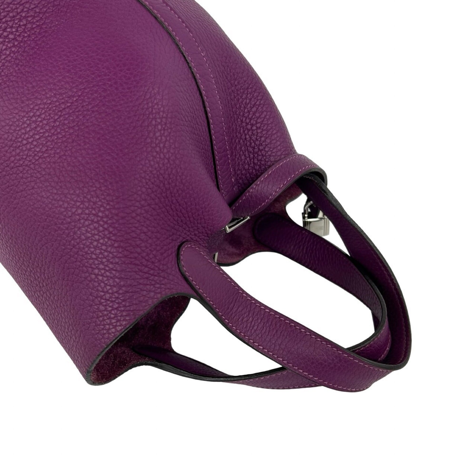 Hermes Purple Taurillon Clemence Leather Handbag Tote Bag (Pre-Owned)