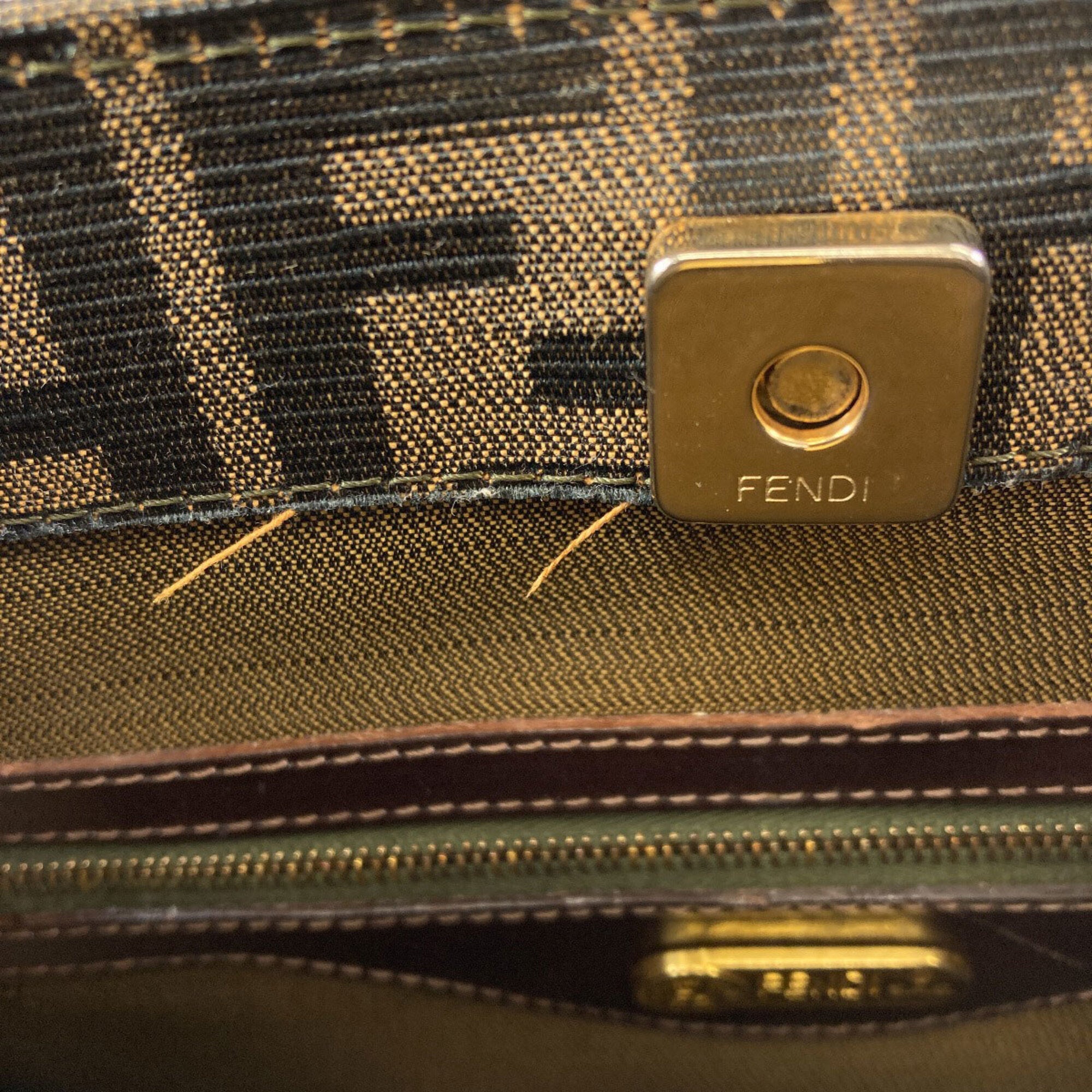 Fendi Brown Canvas Leather Handbag (Pre-Owned)