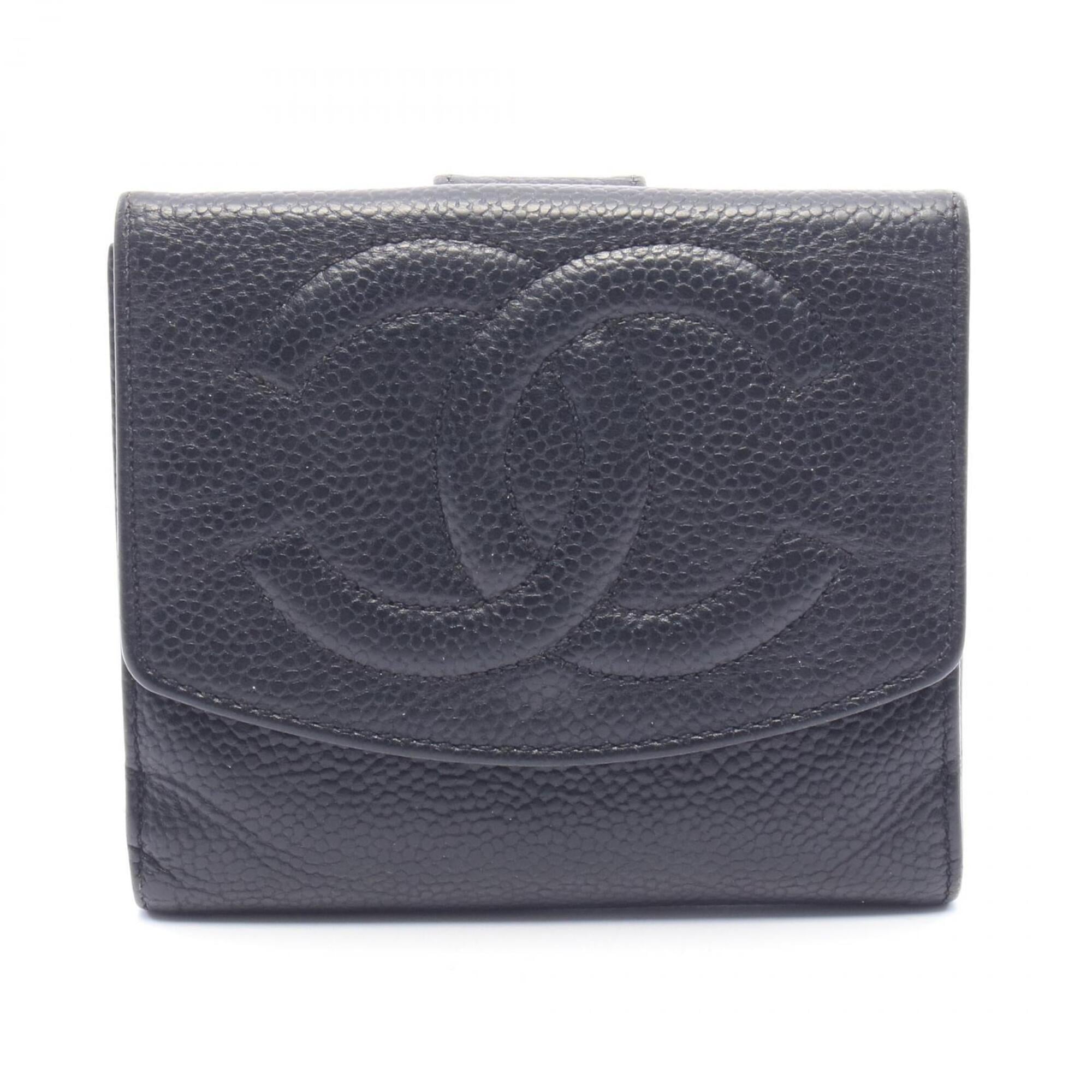 Chanel Black Grained Calfskin Wallet (Bi-Fold) (Pre-Owned)
