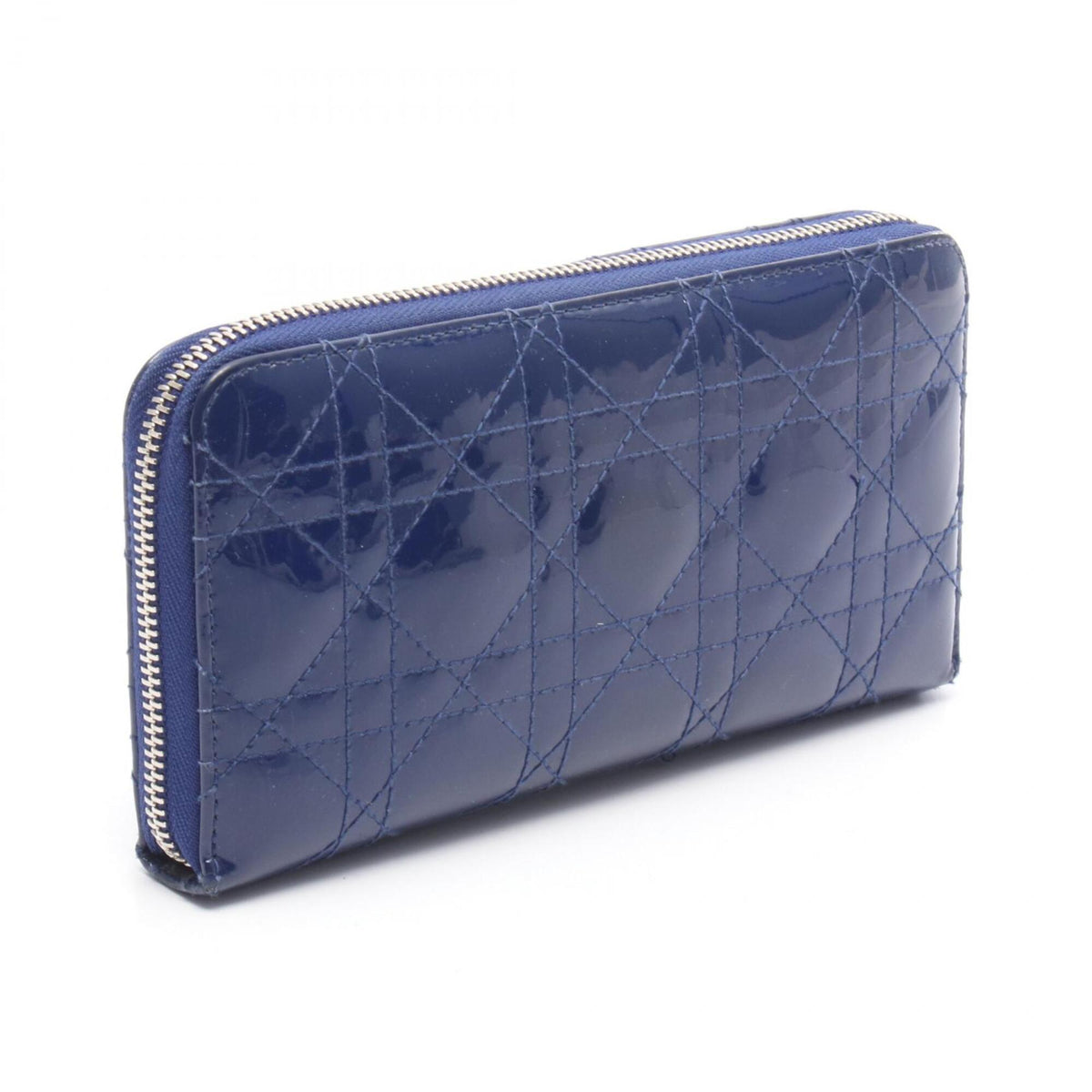 Christian Dior Blue Patent Leather Long Wallet (Bi-Fold) (Pre-Owned)
