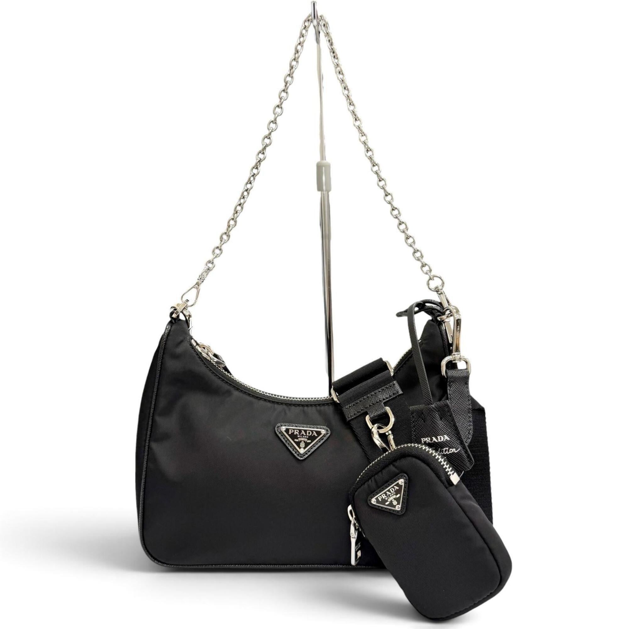 Prada Black Nylon Pouch Shoulder Bag (Pre-Owned)