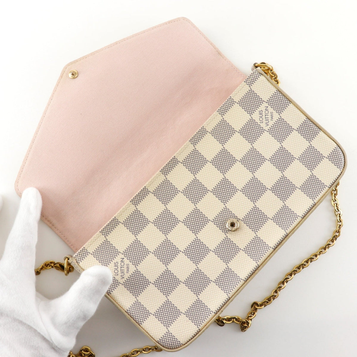 Louis Vuitton White Damier Azur Canvas Shoulder Bag (Pre-Owned)