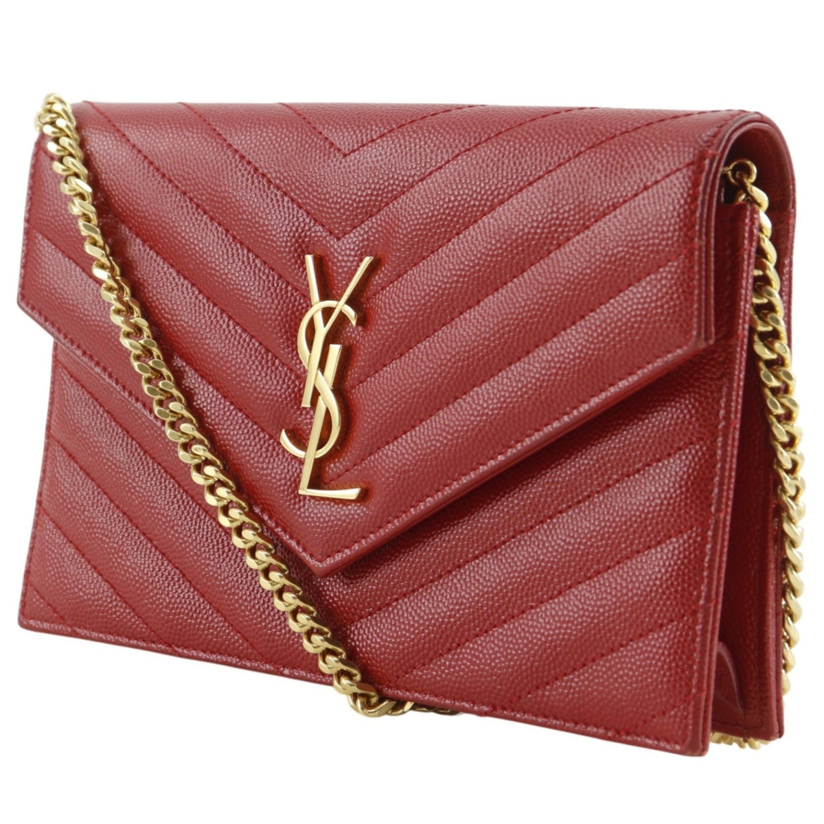 Yves Saint Laurent Red Color Leather Shoulder Bag (Pre-Owned)