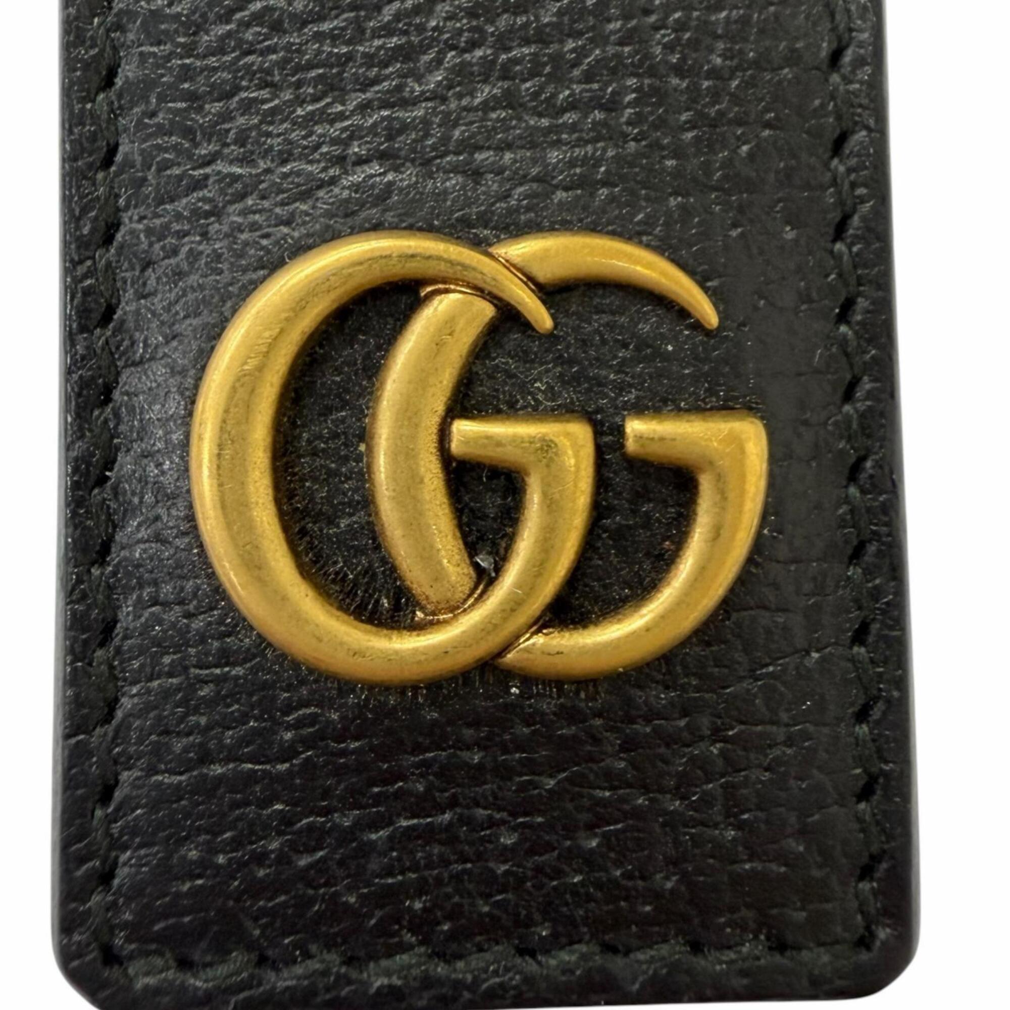 Gucci Gold Black Leather Money Clip (Pre-Owned)