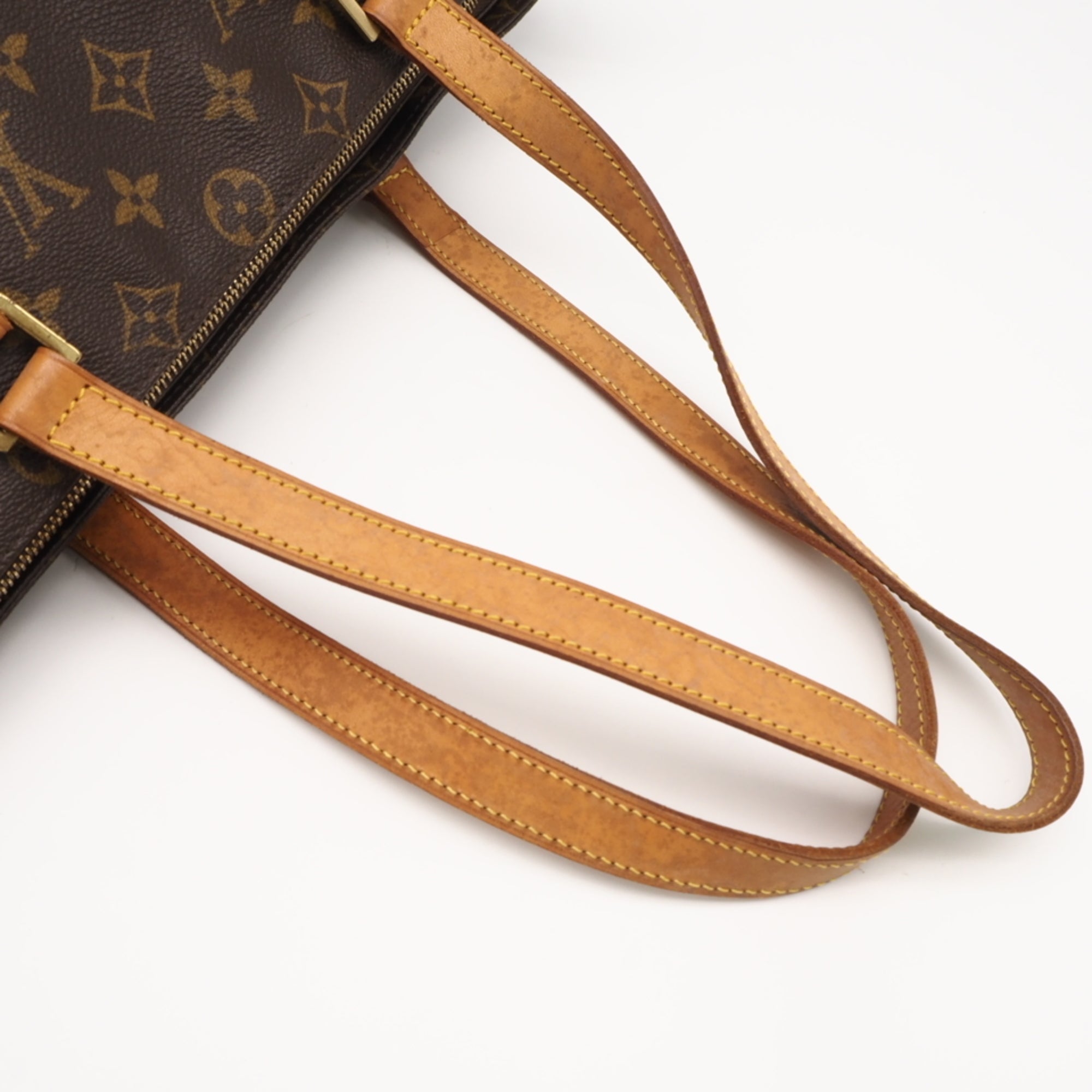 Louis Vuitton Beige Brown Coated Canvas Leather Handbag (Pre-Owned)