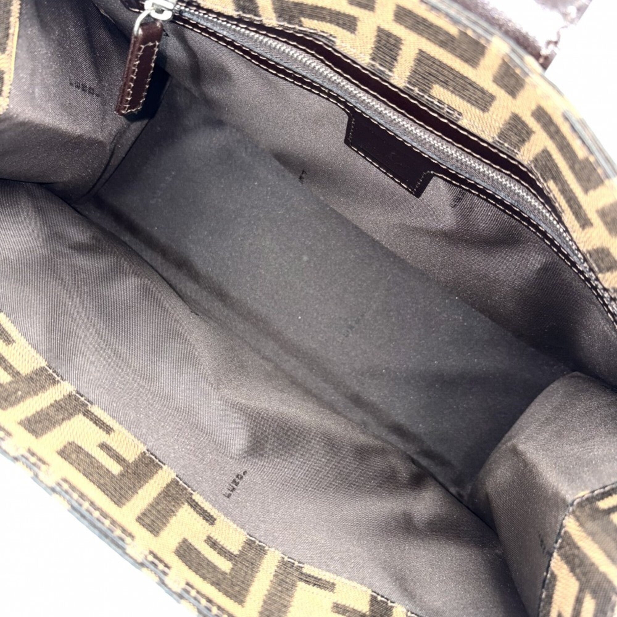 Fendi Brown Canvas Leather Handbag Tote Bag (Pre-Owned)