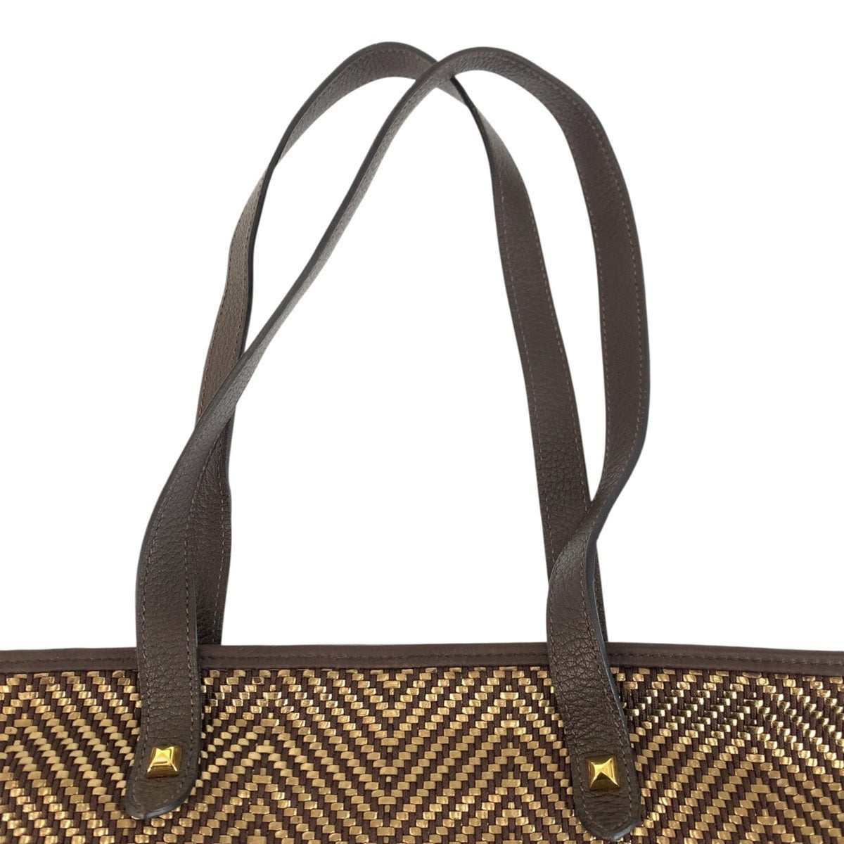 Hermes Brown Polyester Leather Shoulder Bag Tote Bag (Pre-Owned)