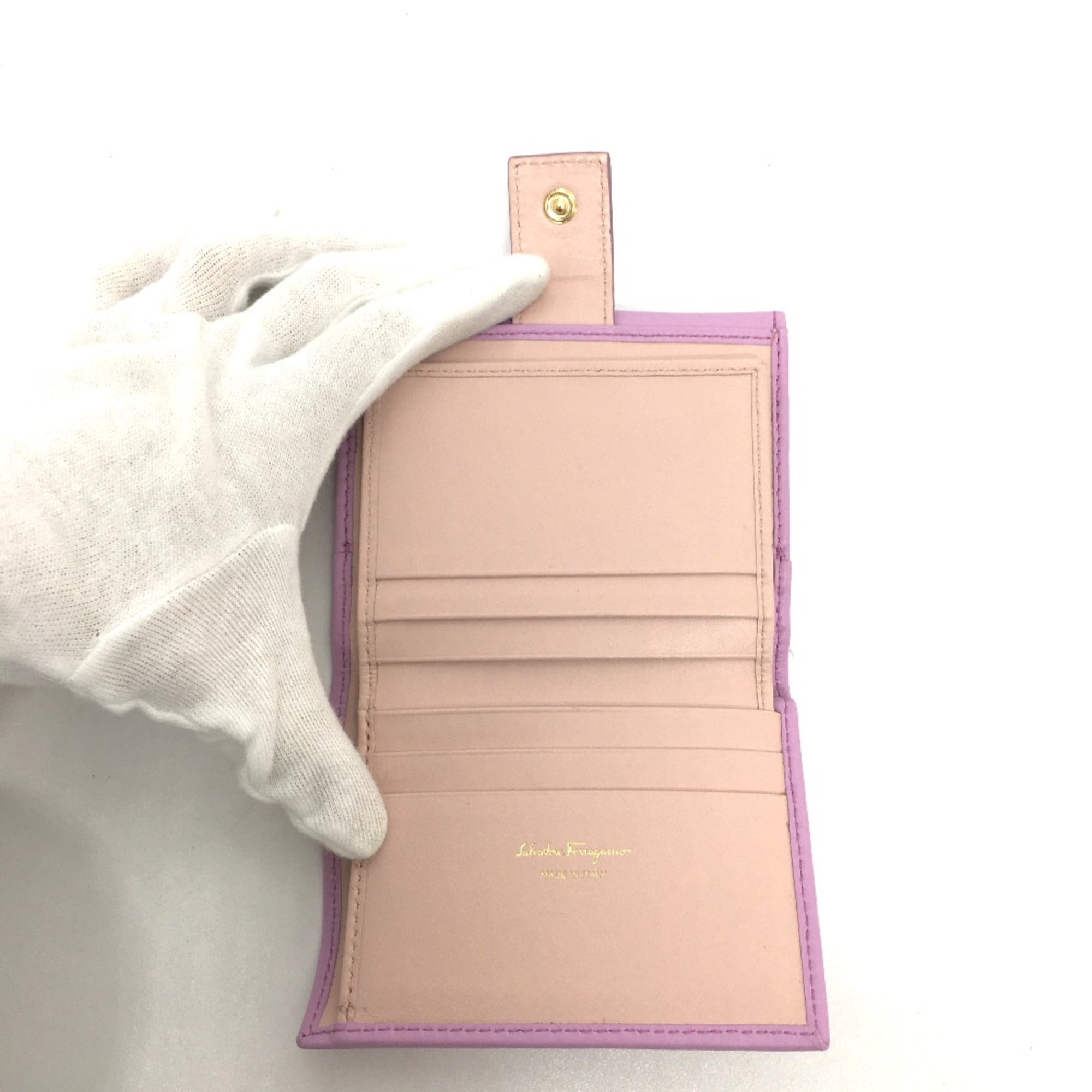 Salvatore Ferragamo Purple Leather Wallet (Bi-Fold) (Pre-Owned)