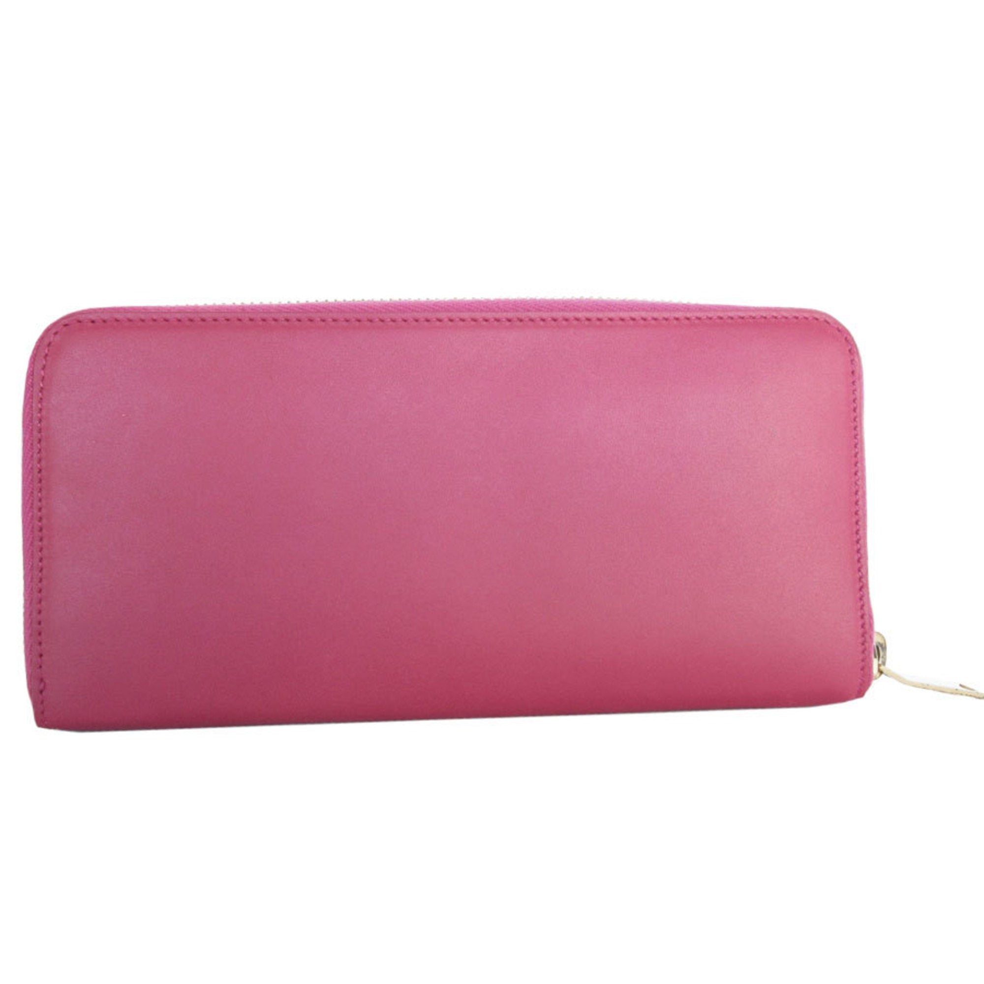Saint Laurent Pink Leather Long Wallet (Bi-Fold) (Pre-Owned)