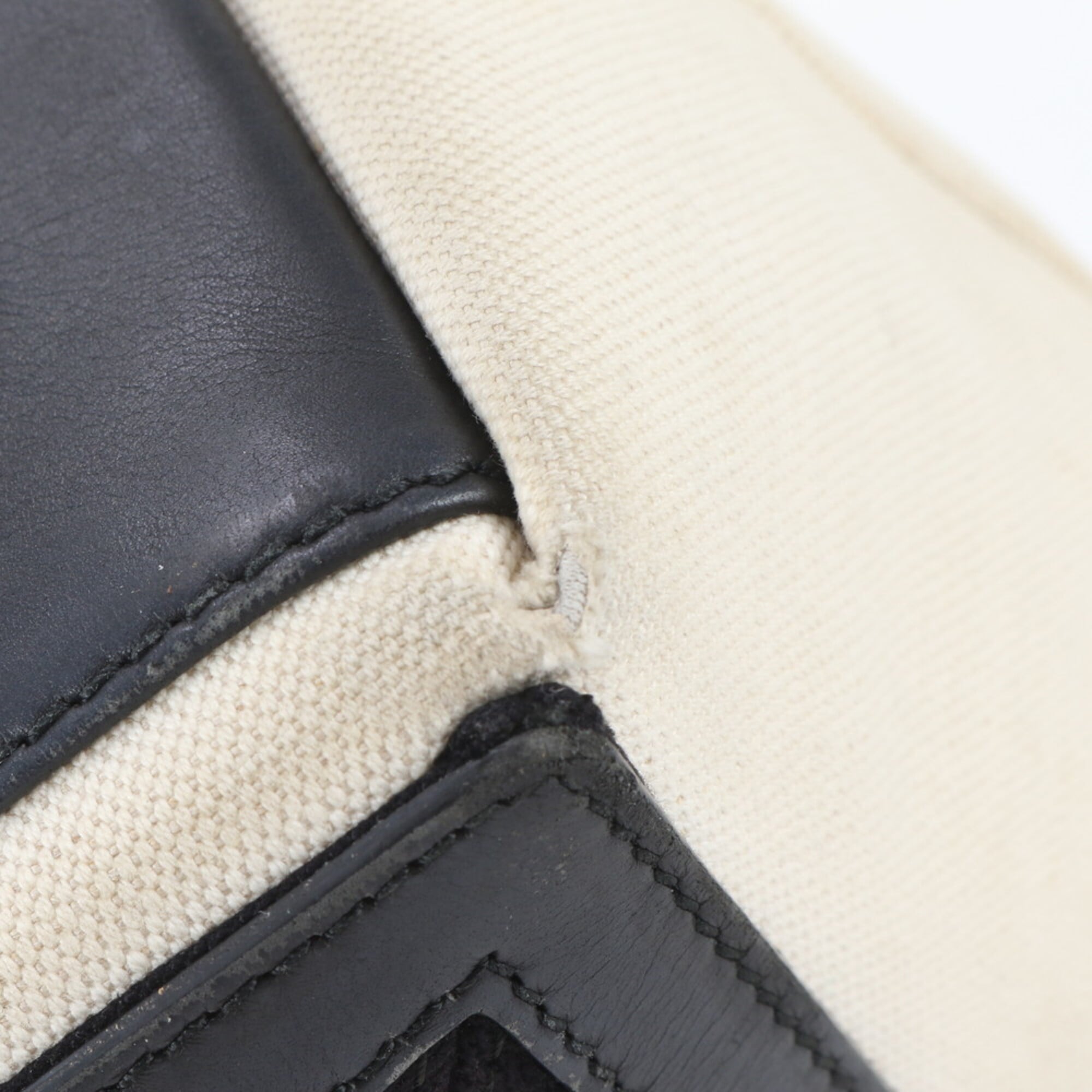Balenciaga Beige Black Canvas Leather Handbag Pouch Tote Bag (Pre-Owned)