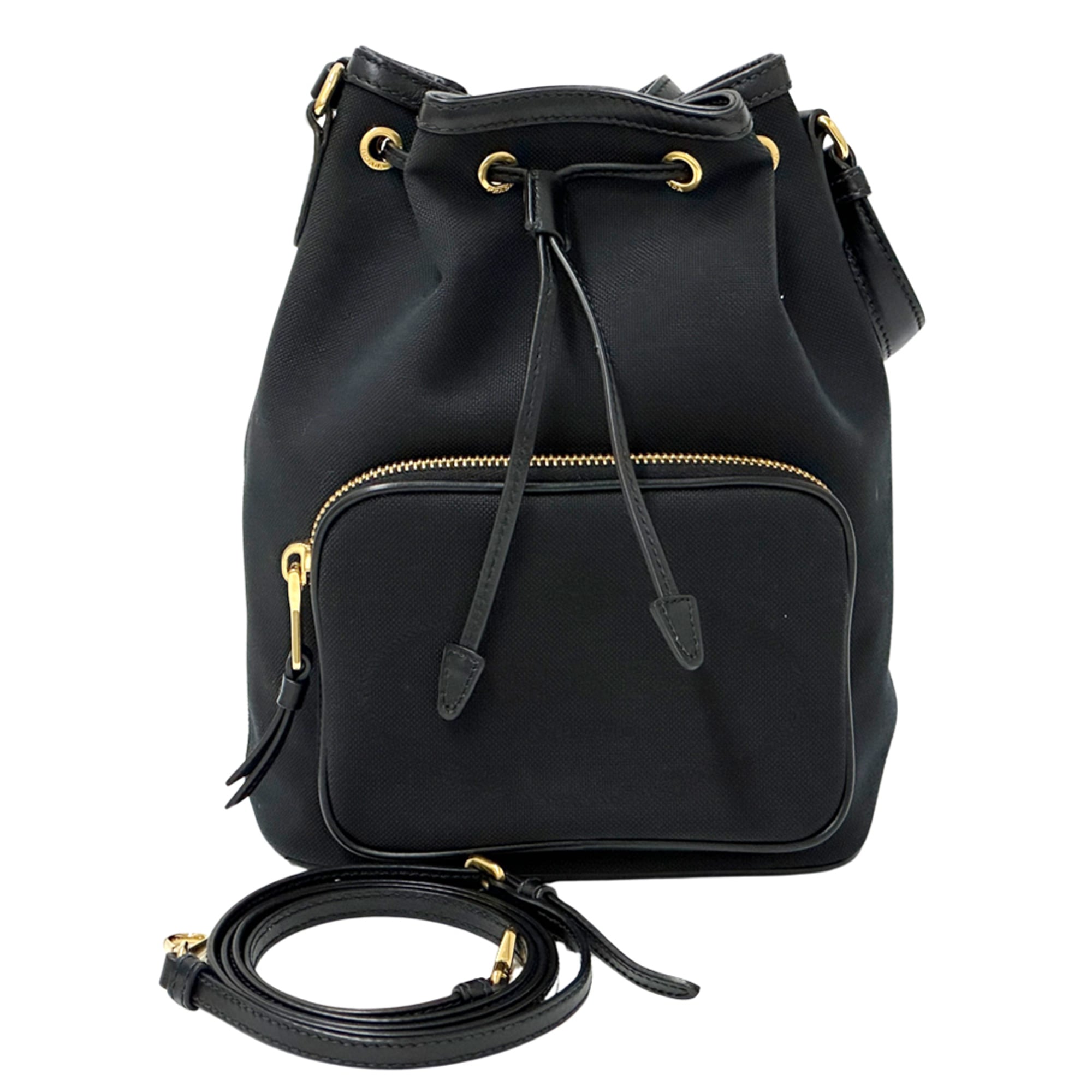 Prada Black Canvas Handbag Shoulder Bag (Pre-Owned)