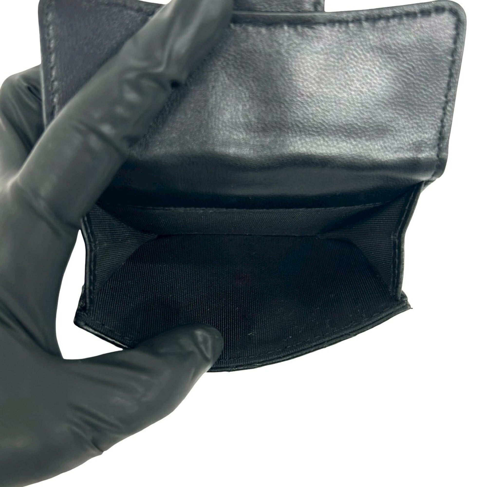 Chanel Black Leather Wallet (Tri-Fold) (Pre-Owned)