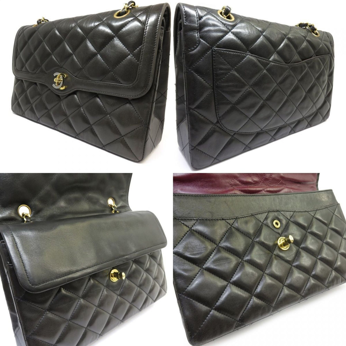 Chanel Matelasse Black Leather Shoulder Bag (Pre-Owned)