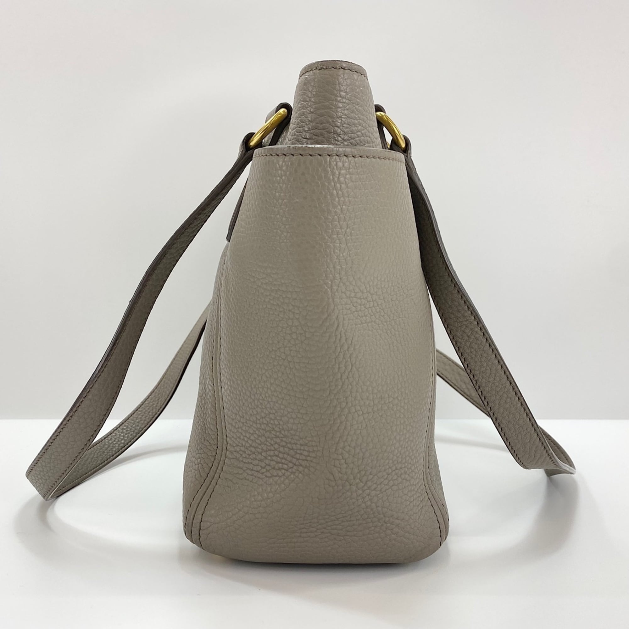 Prada Gray Leather Tote Bag (Pre-Owned)