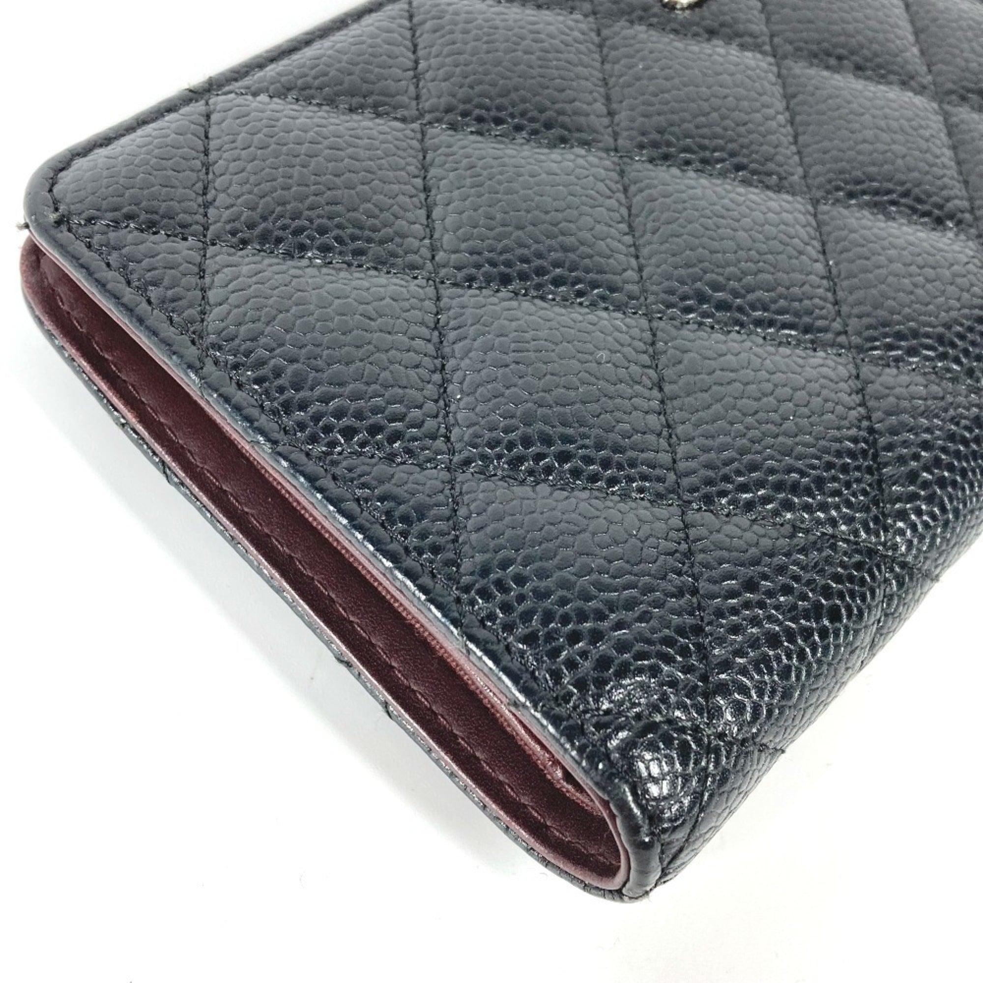 Chanel Black Grained Calfskin Long Wallet (Bi-Fold) (Pre-Owned)