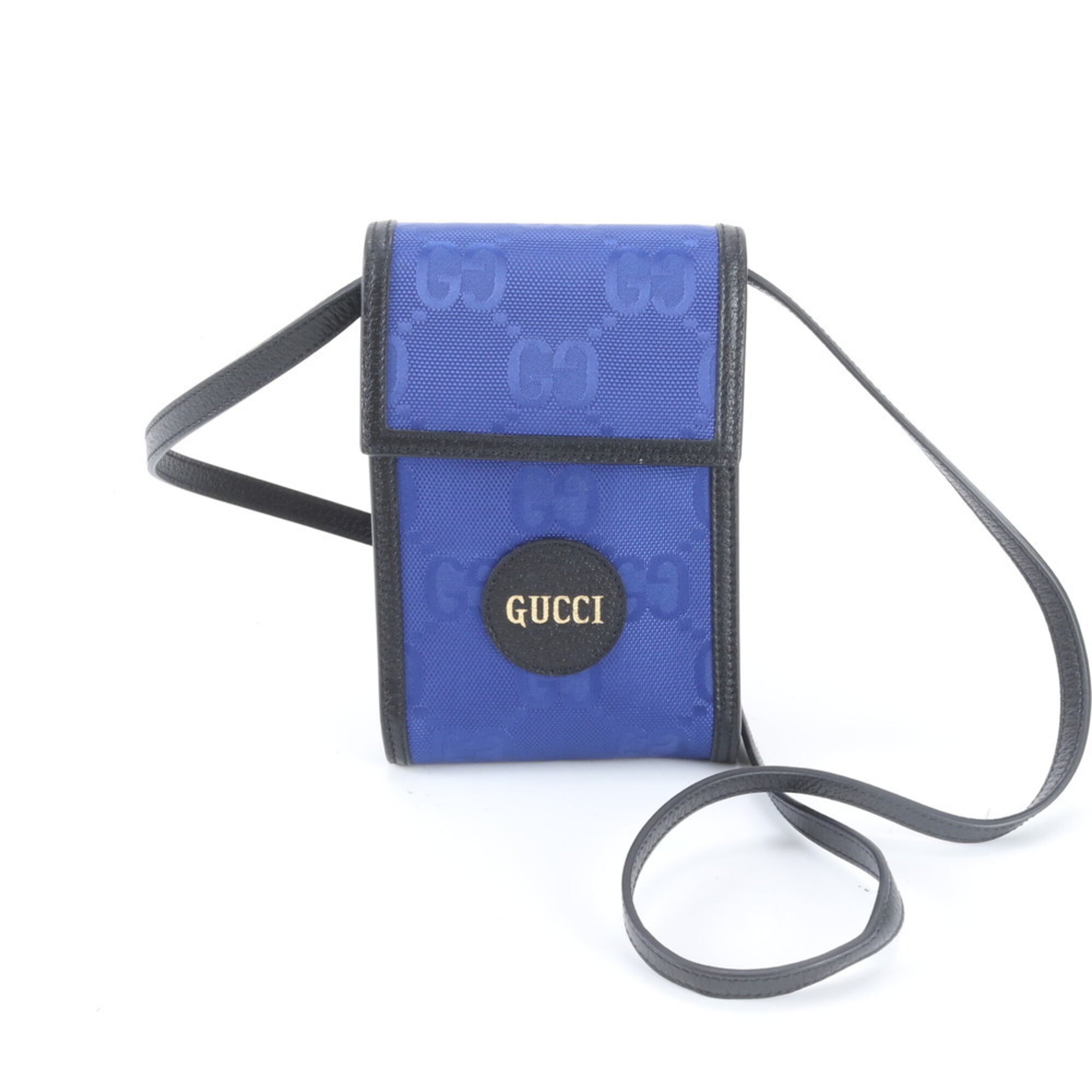 Gucci Black Blue Nylon Leather Shoulder Bag (Pre-Owned)