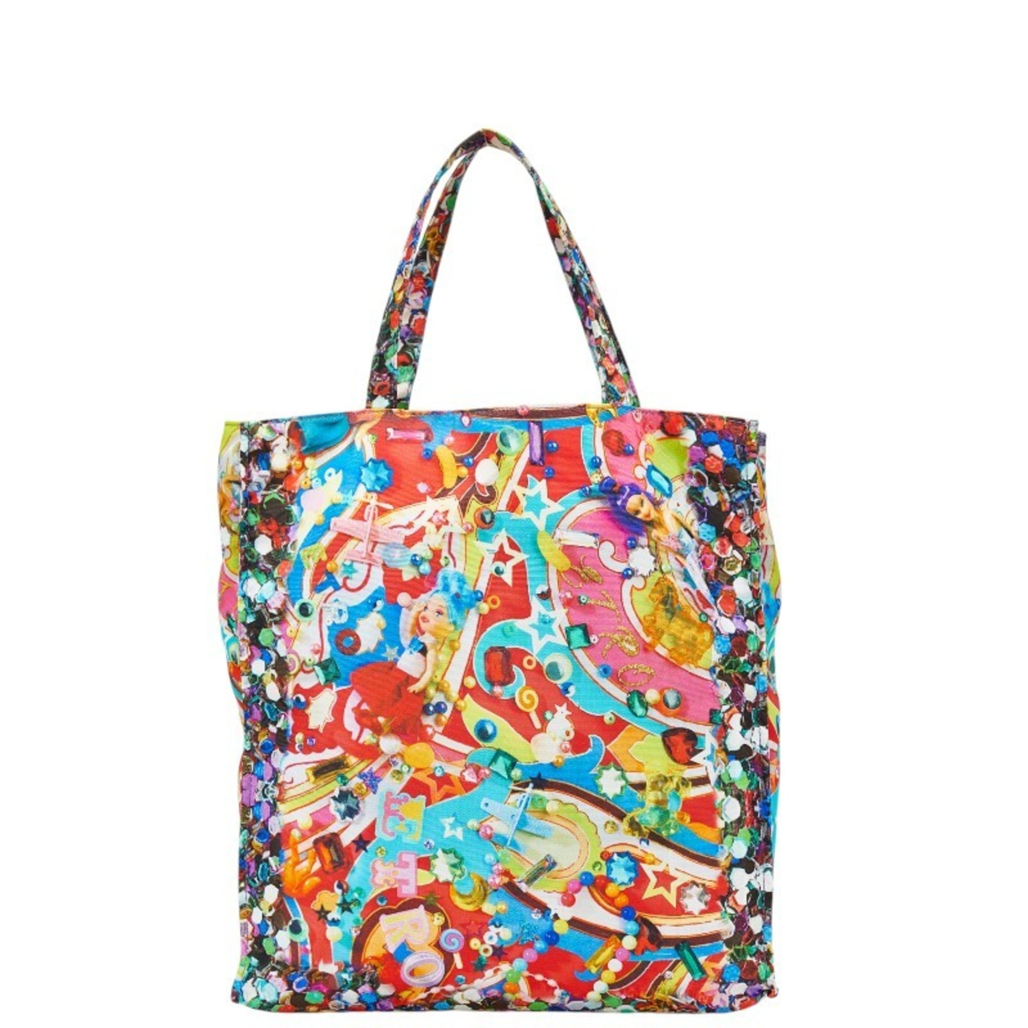 Etro Blue Multi-Color Red Color Nylon Tote Bag (Pre-Owned)