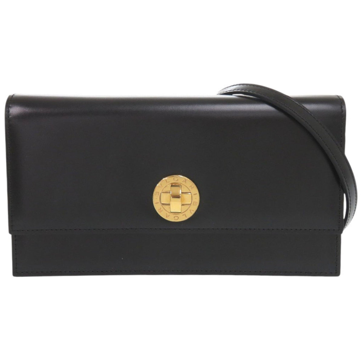 Bvlgari Black Leather Clutch Bag Shoulder Bag (Pre-Owned)
