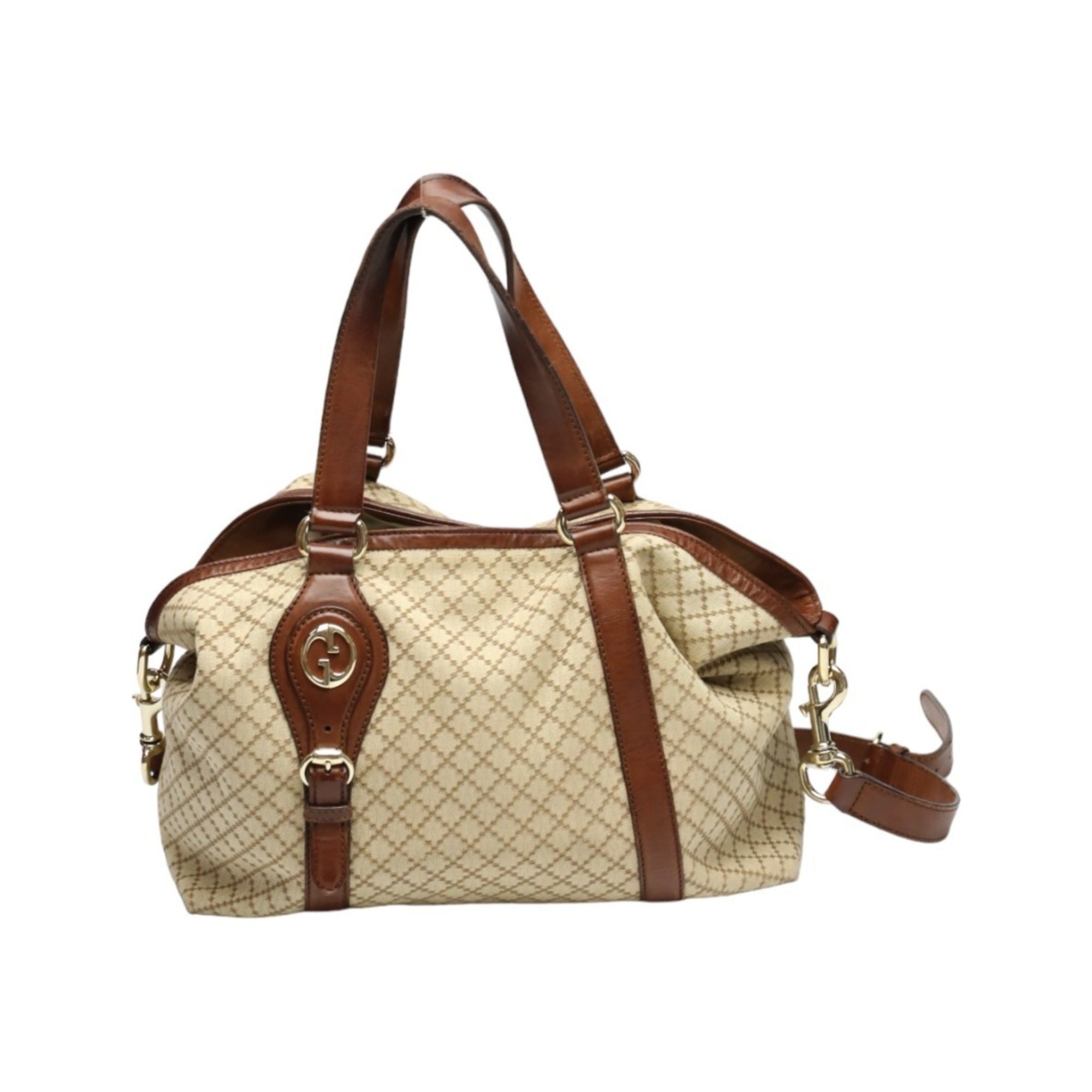 Gucci Brown Canvas Shoulder Bag Tote Bag (Pre-Owned)