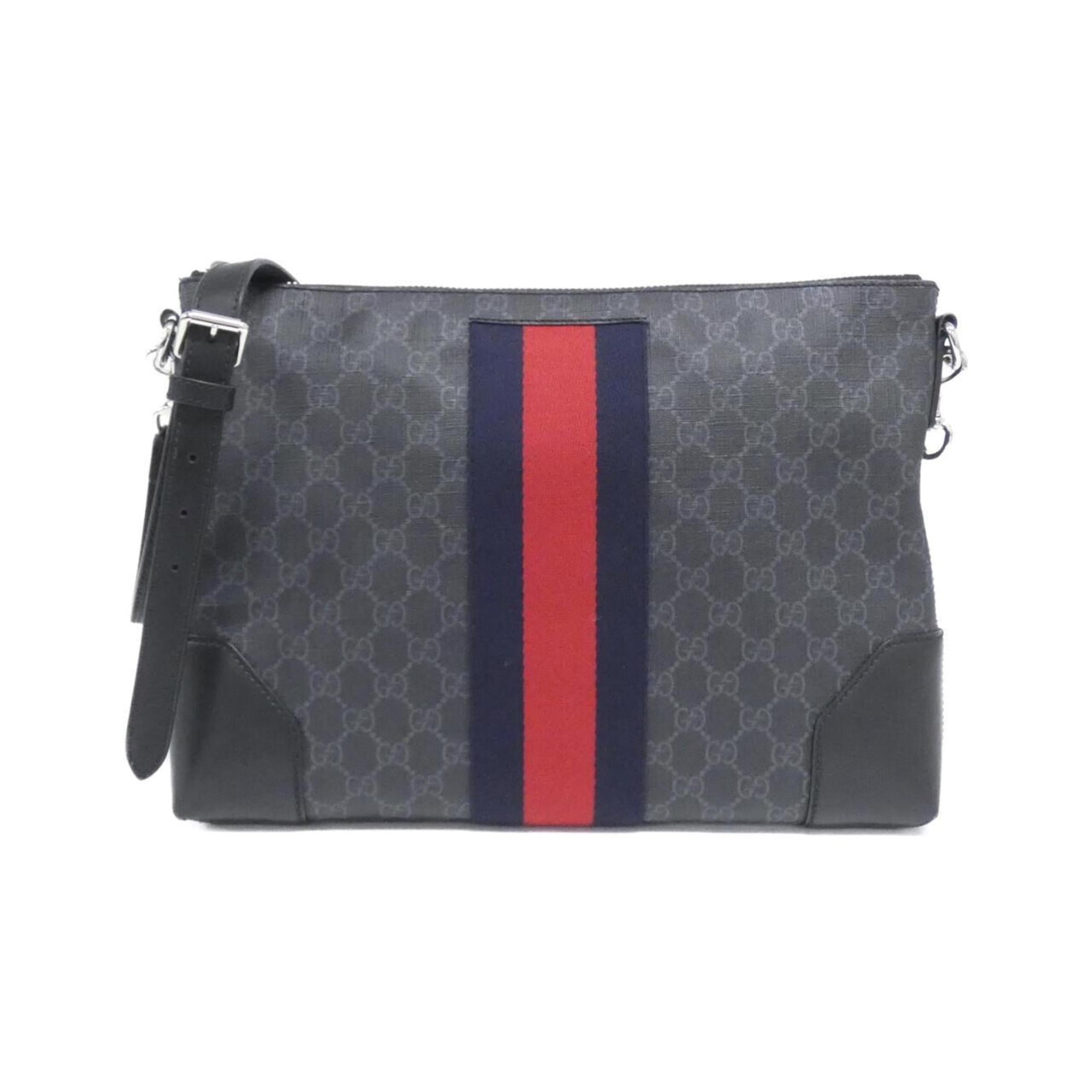 Gucci Black Gray Gg Supreme Canvas Shoulder Bag (Pre-Owned)