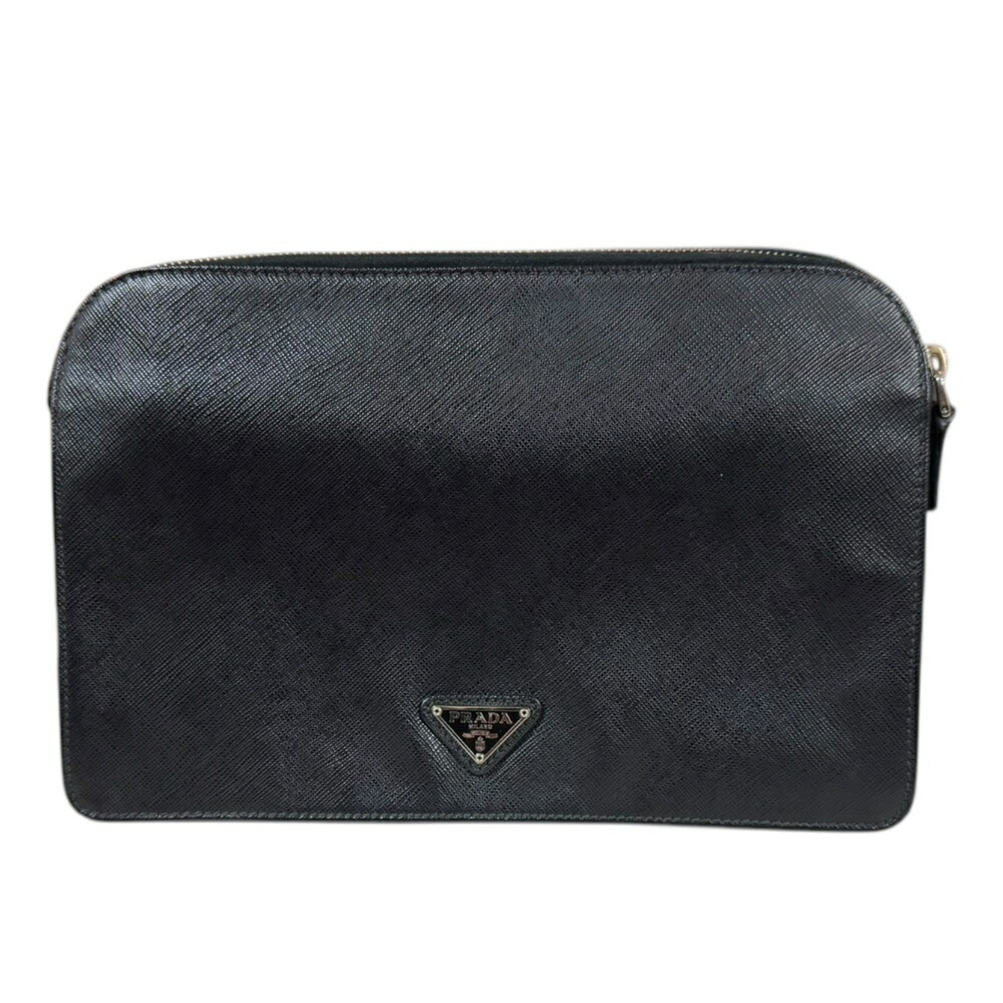 Prada Black Leather Clutch Bag (Pre-Owned)