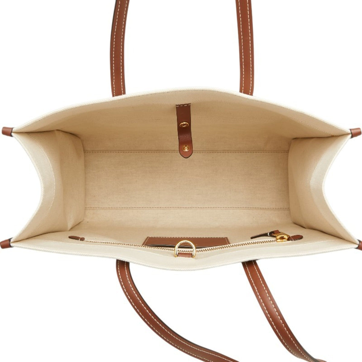 Burberry Brown Ivory Canvas Leather Shoulder Bag Tote Bag (Pre-Owned)