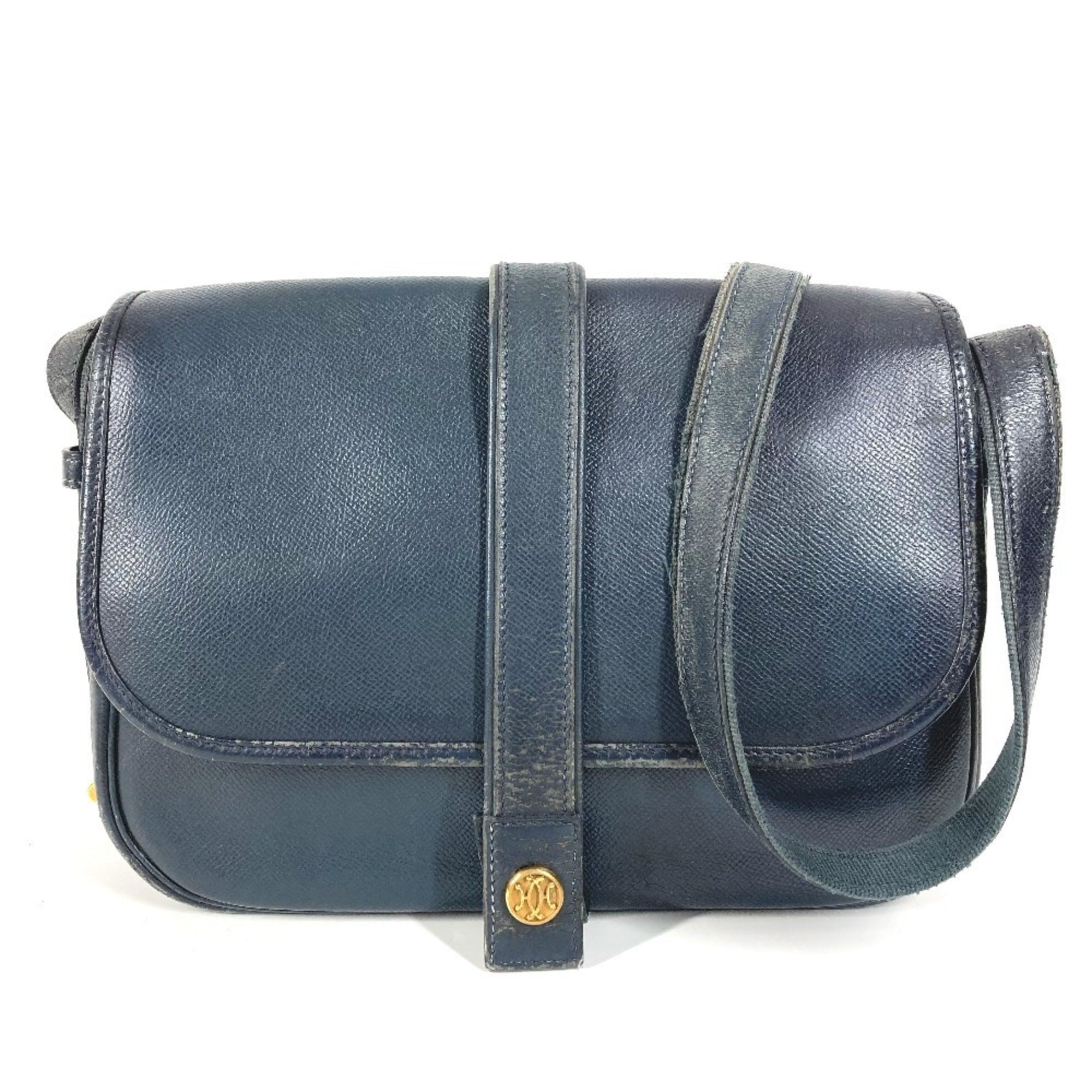 Hermes Navy Leather Shoulder Bag (Pre-Owned)