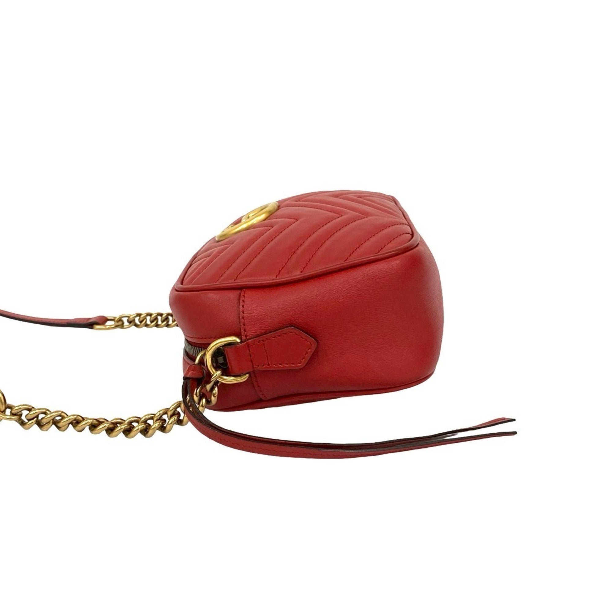 Gucci Red Color Leather Pochette Shoulder Bag (Pre-Owned)