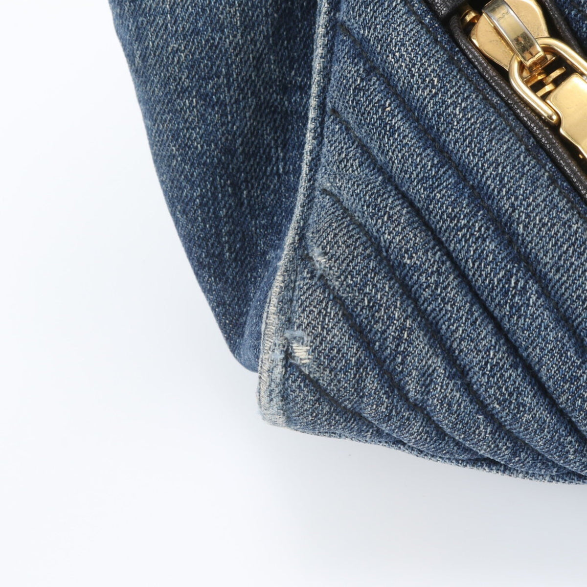 Miu Miu Black Blue Leather Canvas Shoulder Bag Tote Bag (Pre-Owned)
