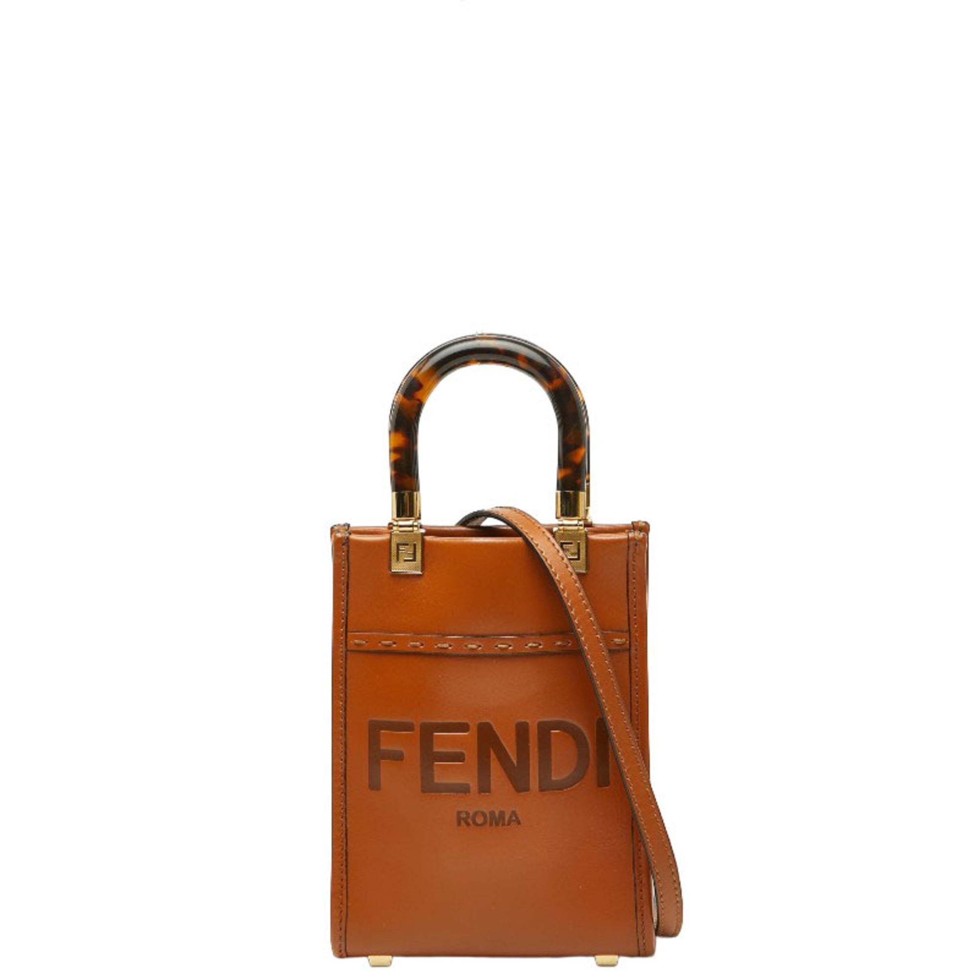 Fendi Brown Leather Handbag Shoulder Bag (Pre-Owned)
