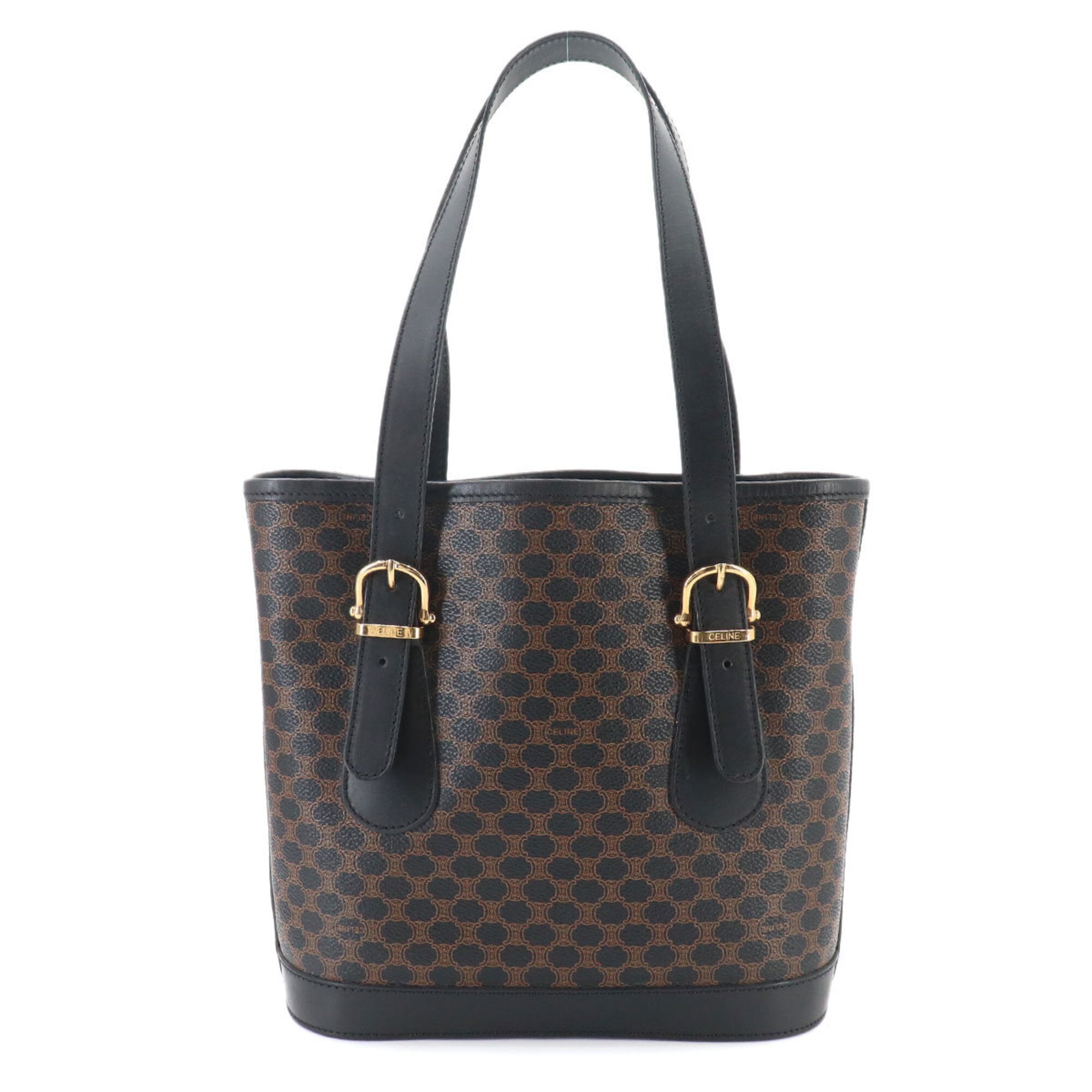 Celine Black Brown Faux Leather Handbag Tote Bag (Pre-Owned)