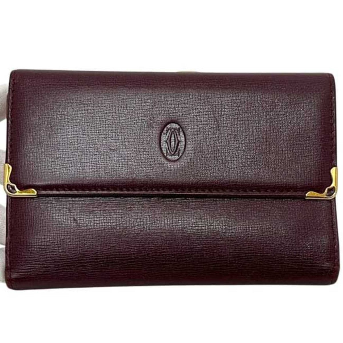 Cartier Bordeaux Wine Red Leather Wallet (Tri-Fold) (Pre-Owned)
