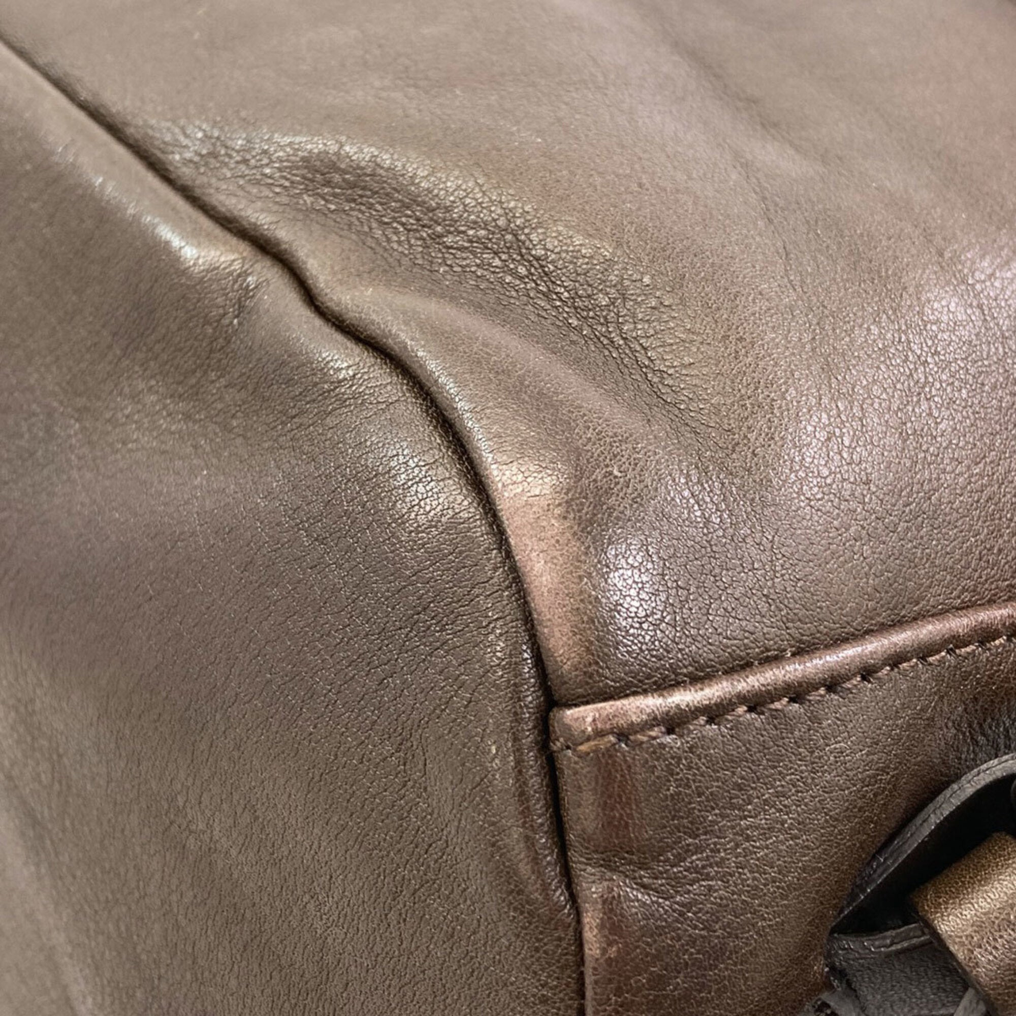 Longchamp Black Brown Yellow Leather Backpack (Pre-Owned)