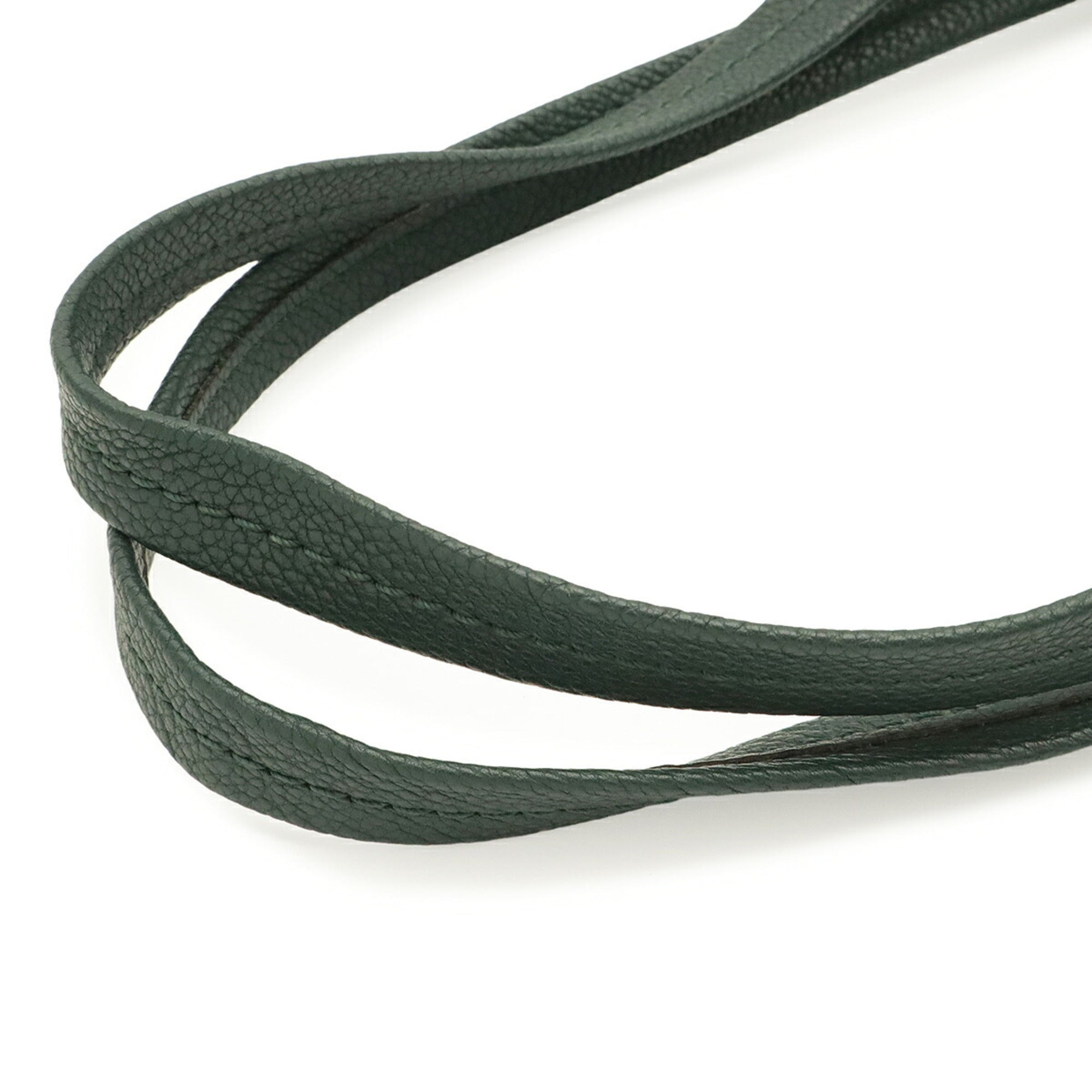 Celine Cabas Dark Green Leather Shoulder Bag Tote Bag (Pre-Owned)