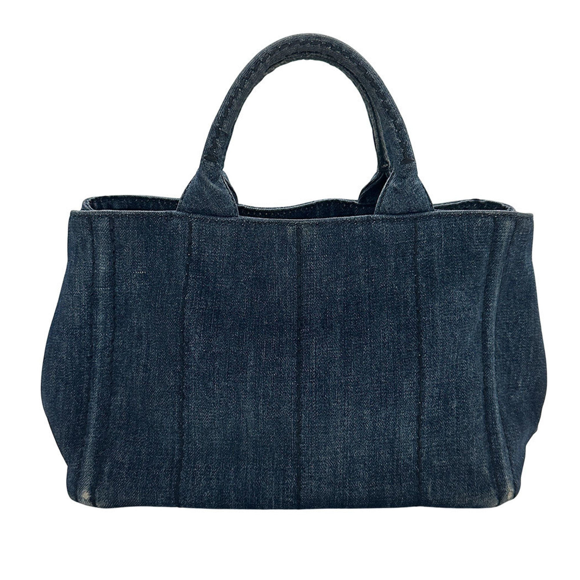 Prada Dark Blue Denim Handbag Shoulder Bag (Pre-Owned)