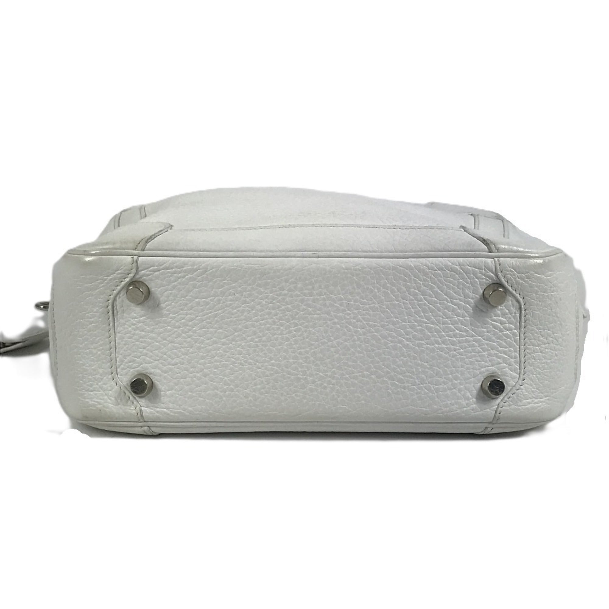 Hermes White Taurillon Clemence Leather Boston Bag Handbag (Pre-Owned)