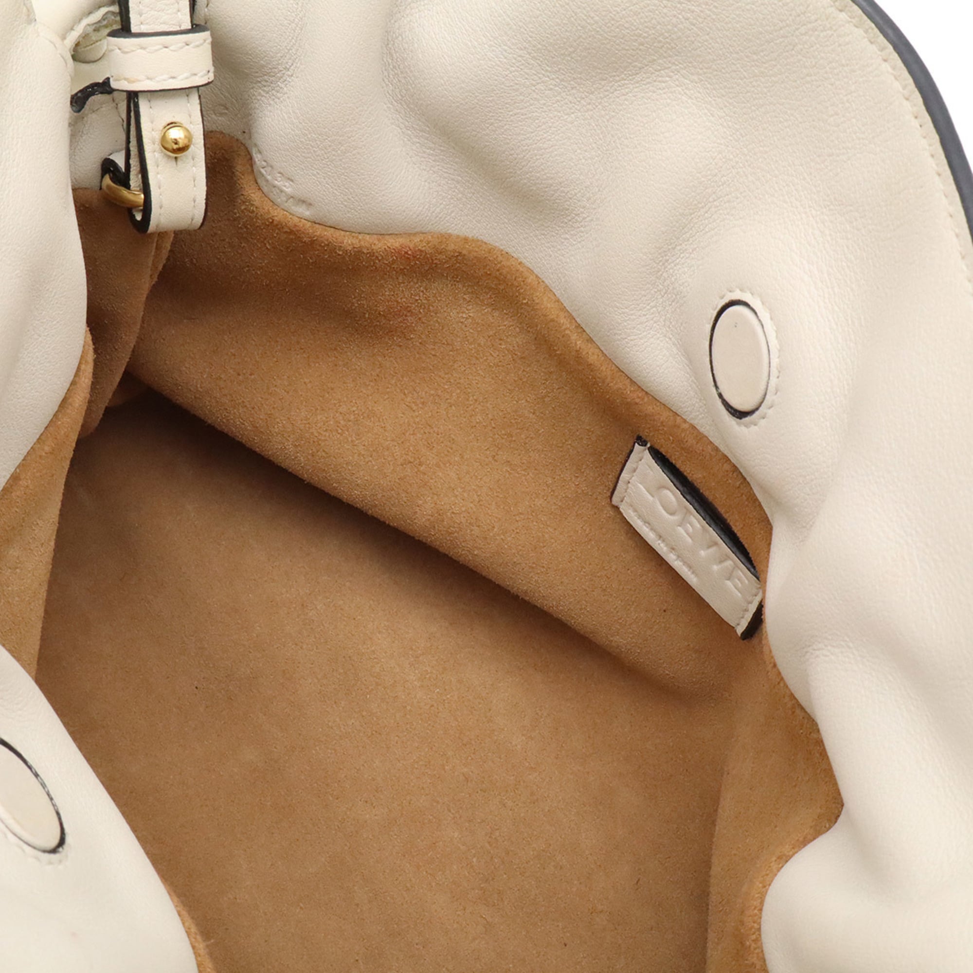 Loewe Off-White Leather Clutch Bag Pochette Shoulder Bag (Pre-Owned)