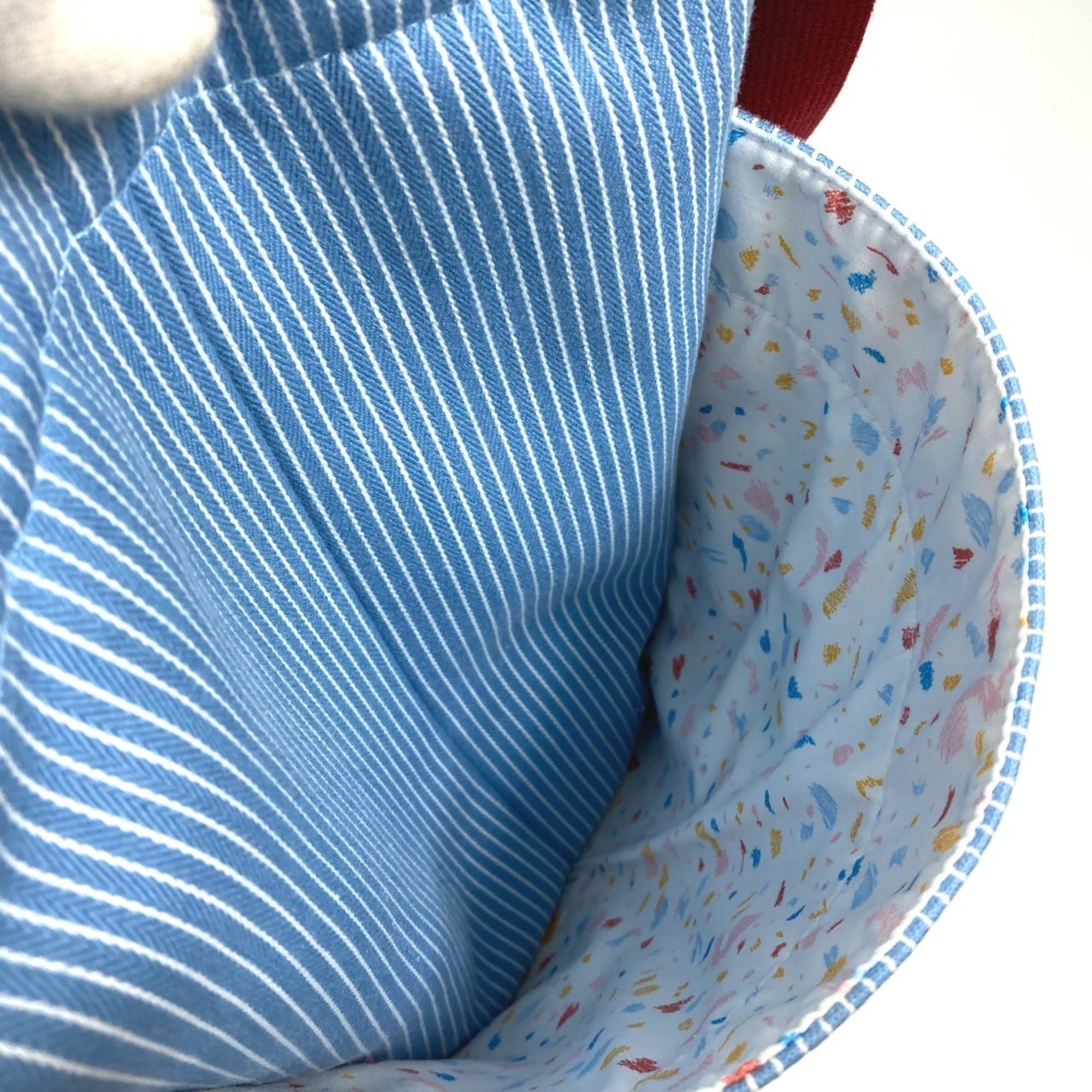 Hermes Blue Red Color Canvas Tote Bag (Pre-Owned)
