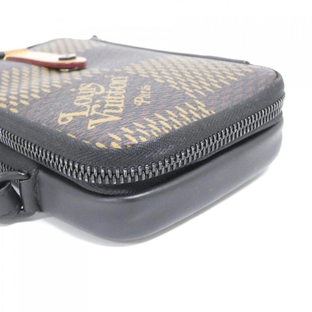 Louis Vuitton Black Brown Coated Canvas Phone Wallet (Pre-Owned)