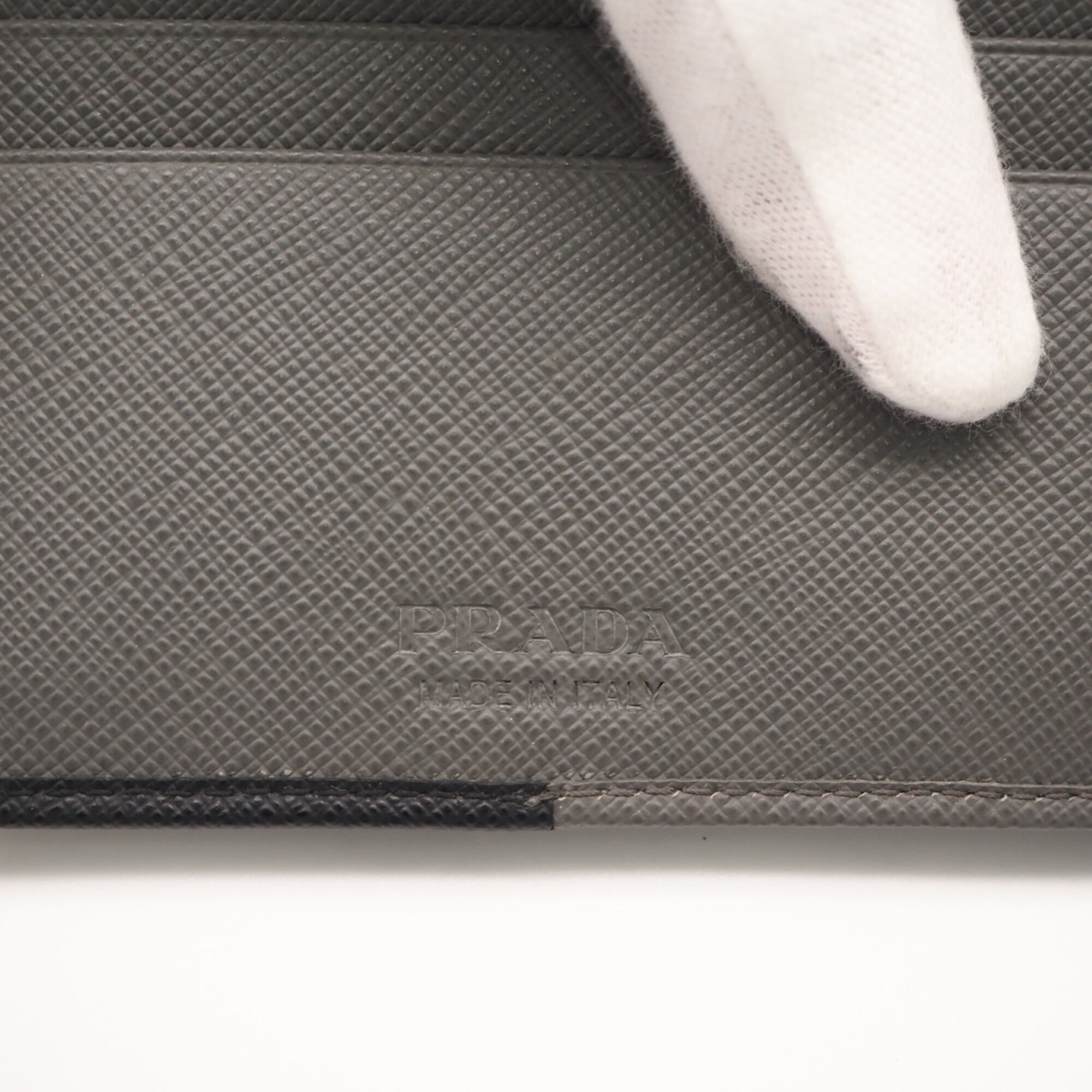 Prada Saffiano Gray Navy Saffiano Wallet (Bi-Fold) (Pre-Owned)