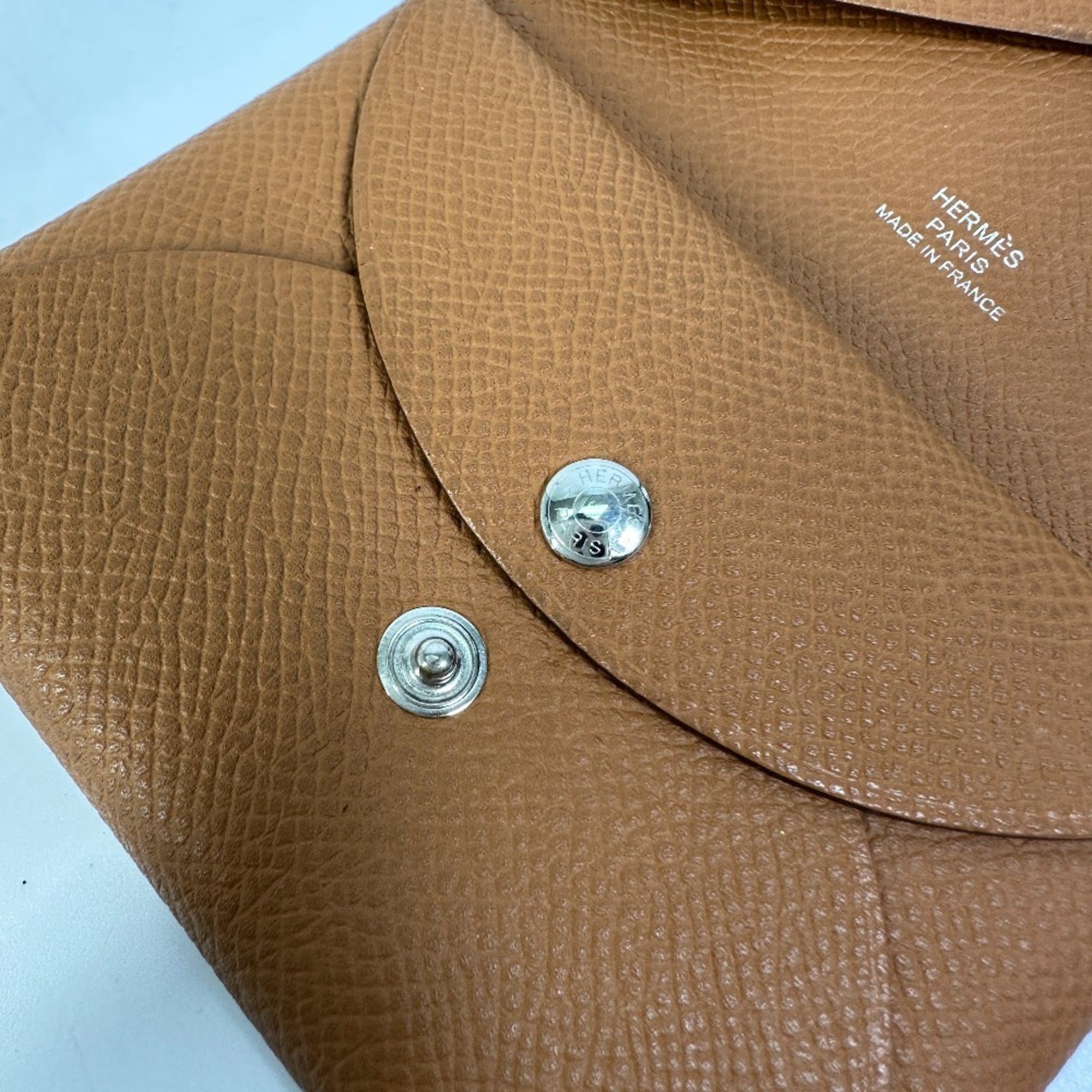 Hermes Brown Gold Brown Epsom Leather Coin Purse/Coin Case (Pre-Owned)