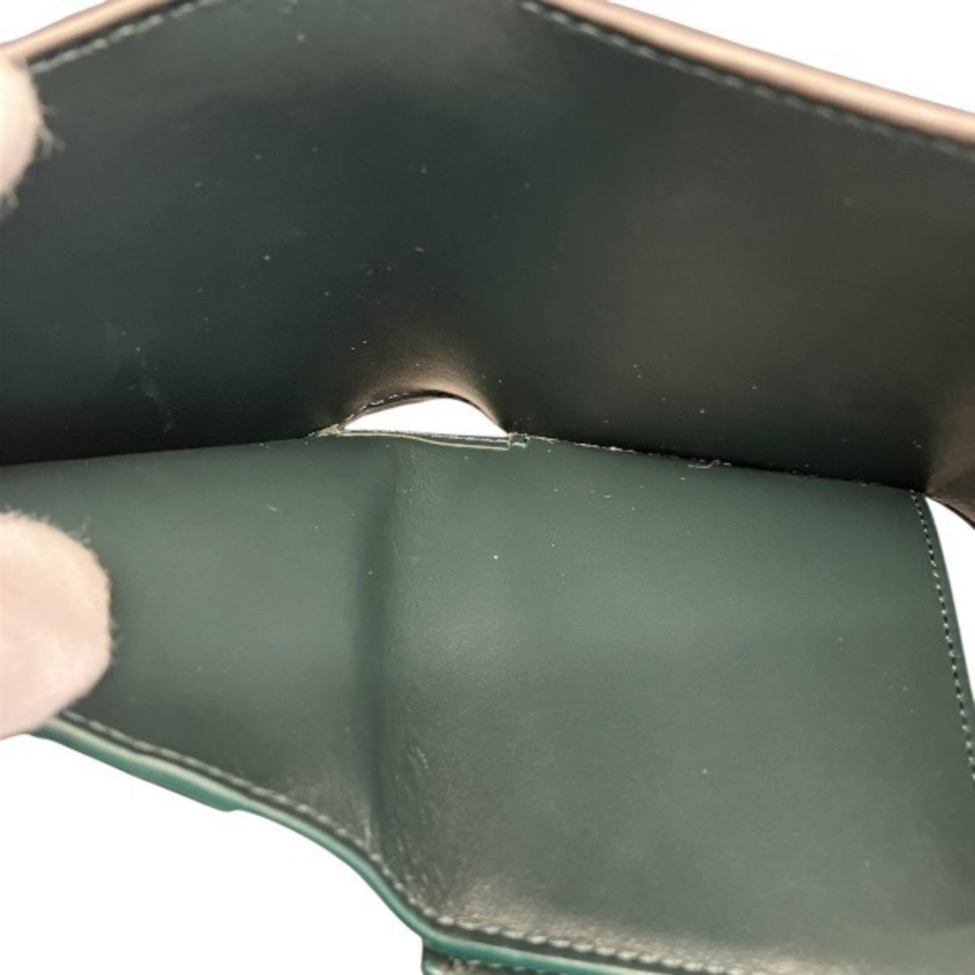 Celine Dark Green Leather Wallet (Tri-Fold) (Pre-Owned)