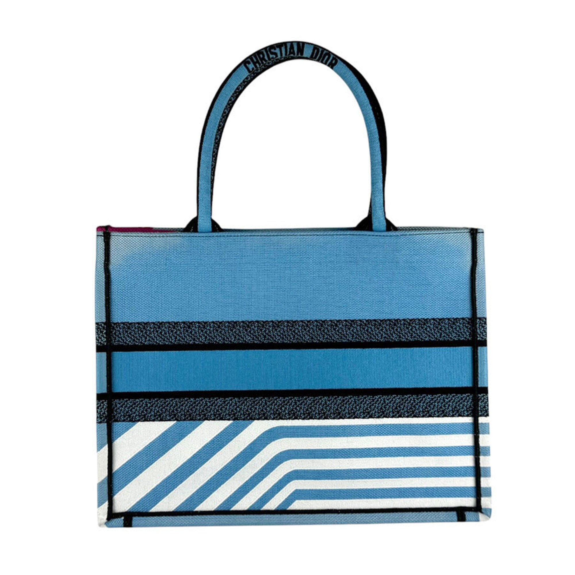 Christian Dior Black Blue Pink Canvas Handbag (Pre-Owned)